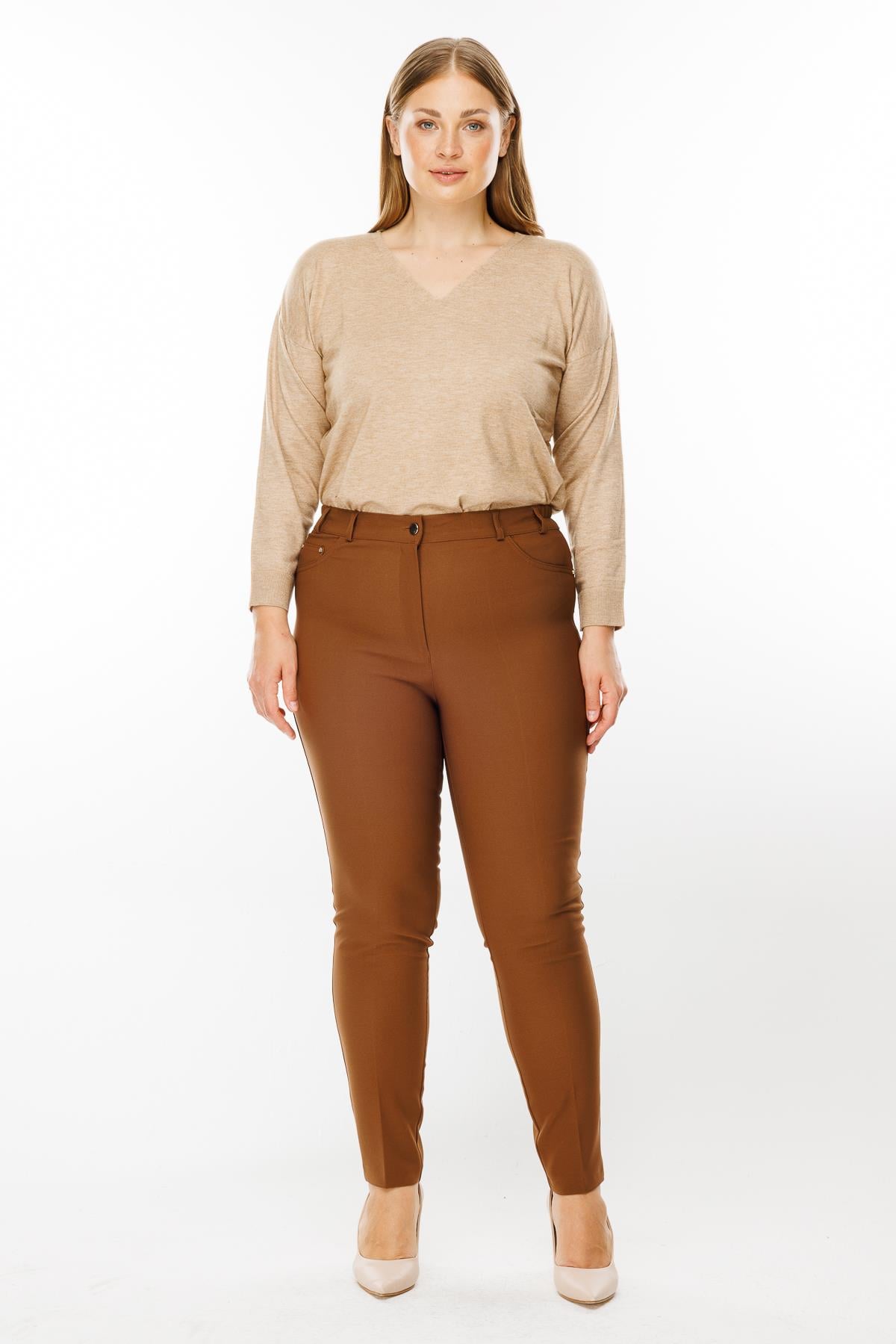 Modailgi  Kemeri Lastikli Pantolon Taba