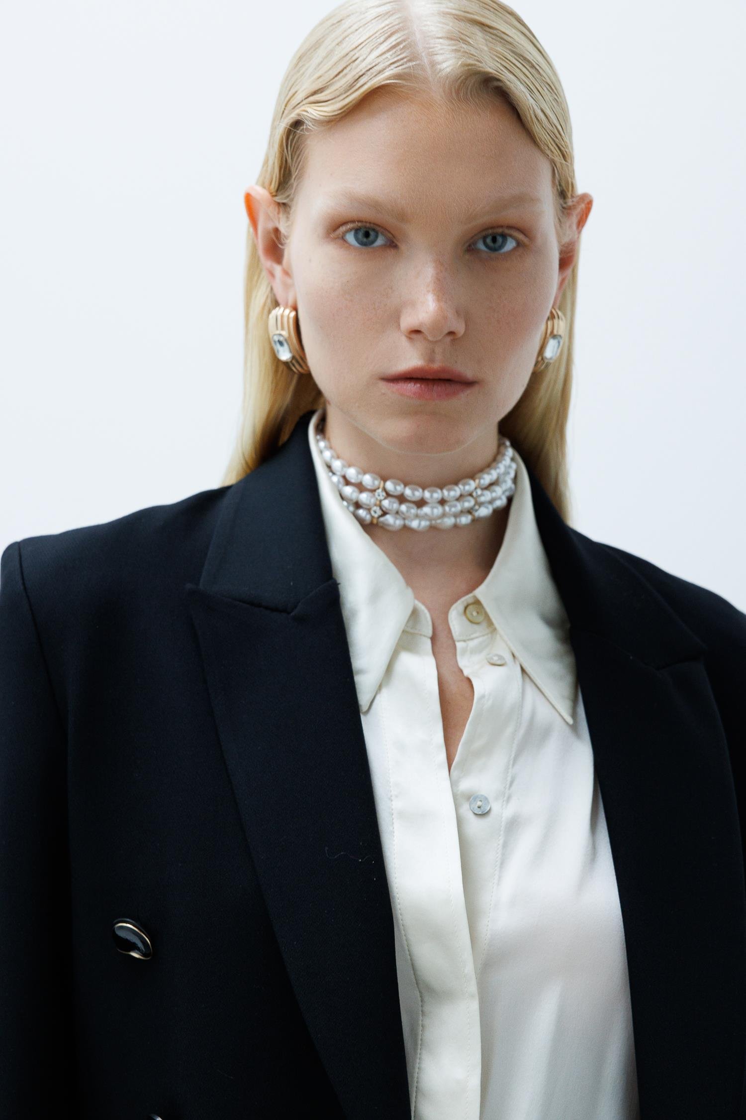 Modailgi  Kırlangıç Yaka Önü Açık Rahat Kesim Astarlı Ceket - 40008 Siyah