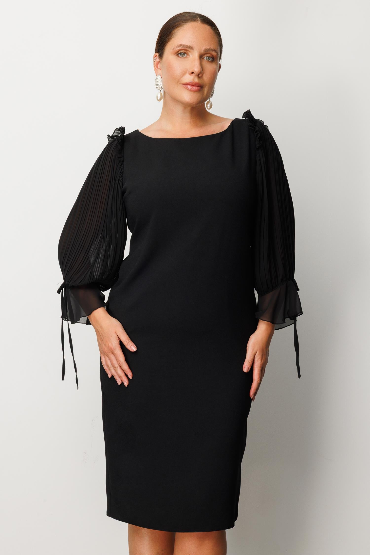 Modailgi  Kolları Pliseli Elbise Siyah