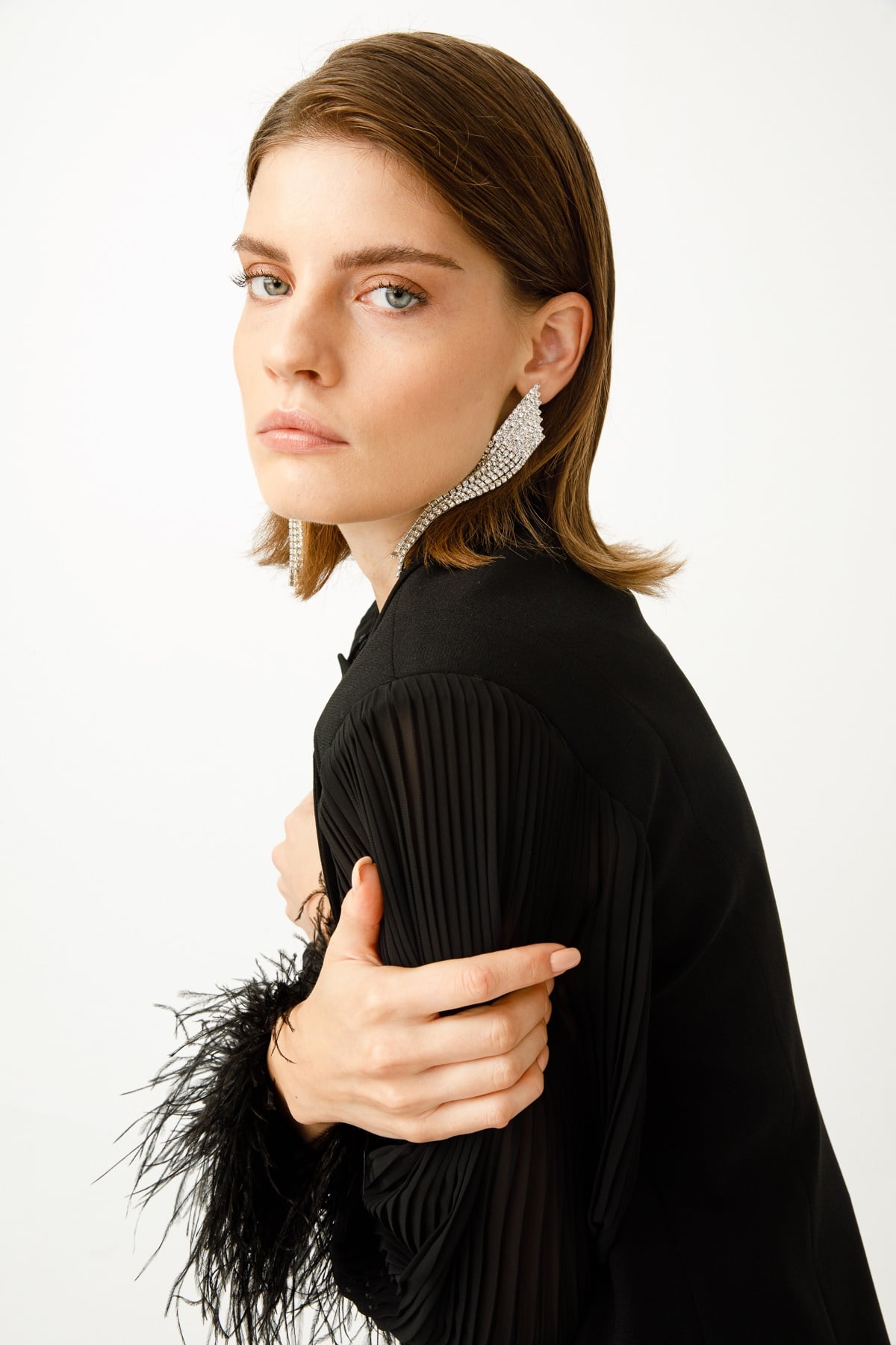 Modailgi  Kolları Pliseli Manşeti Otrisli Ceket Siyah