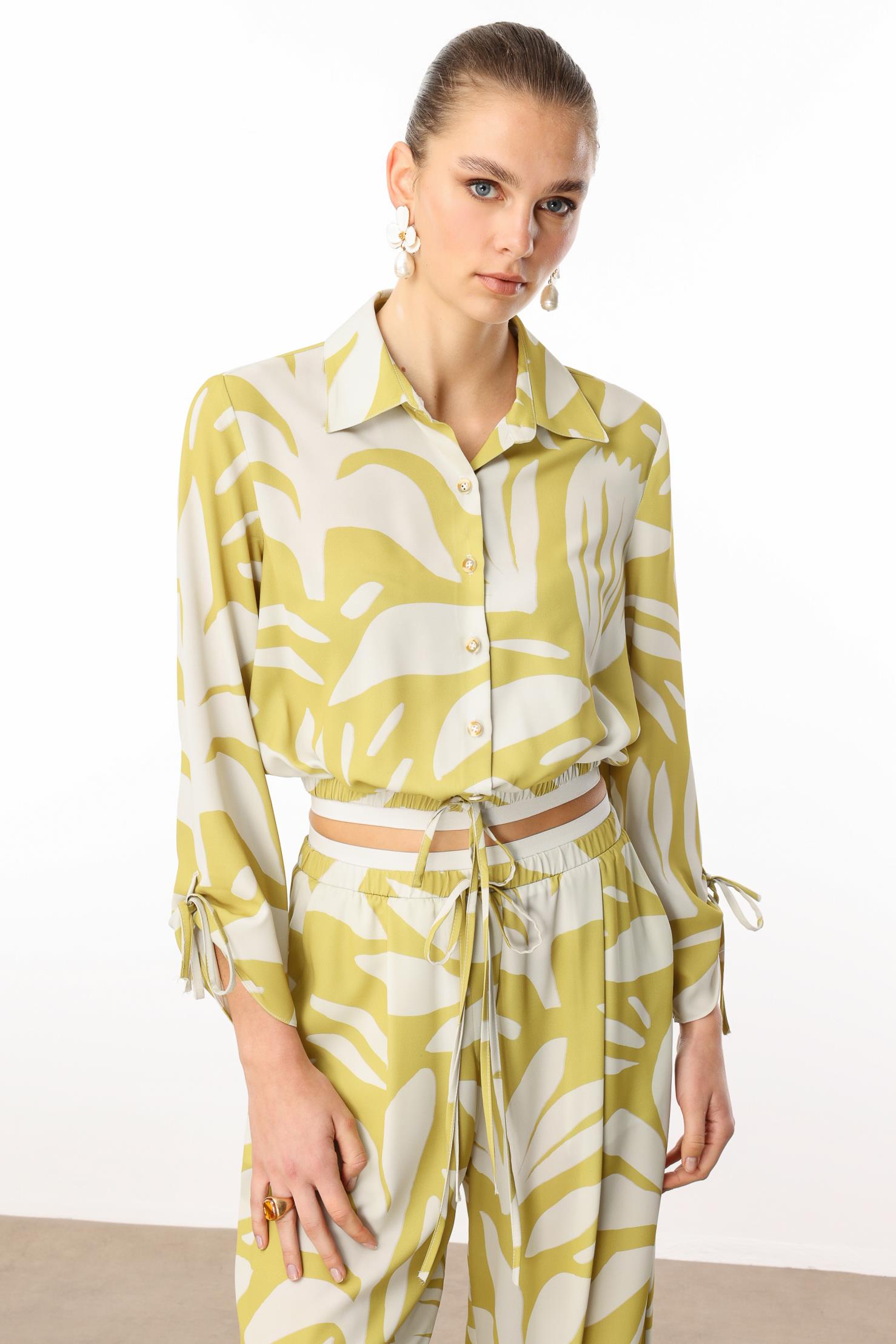 Modailgi  Kolları ve Etek Ucu Bağlama Detaylı Etek Altı Lastikli Gömlek Asit