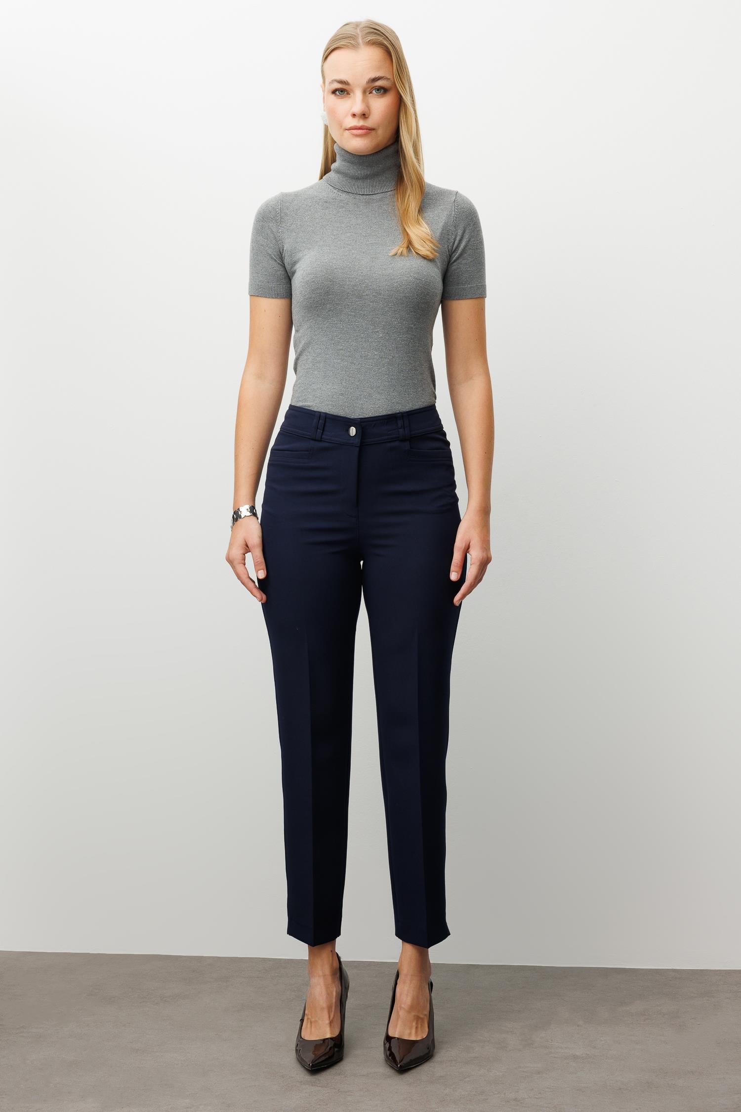 Modailgi  Köşe Cep Dar Paça Pantolon Lacivert