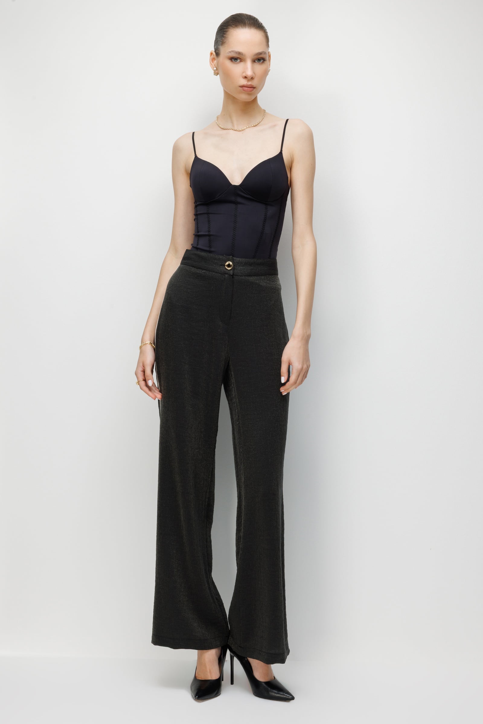 Modailgi Kraş Kumaş Yanları Şerit Biyeli Pantolon - 10099