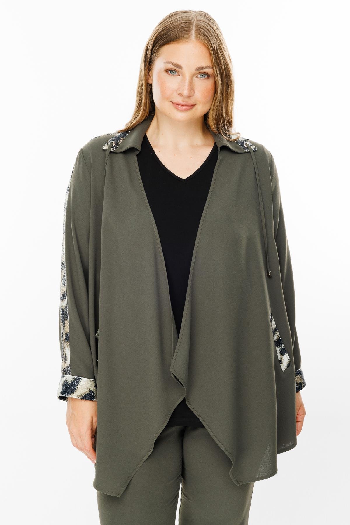 Modailgi  Leopar Detaylı İkili Takım Haki