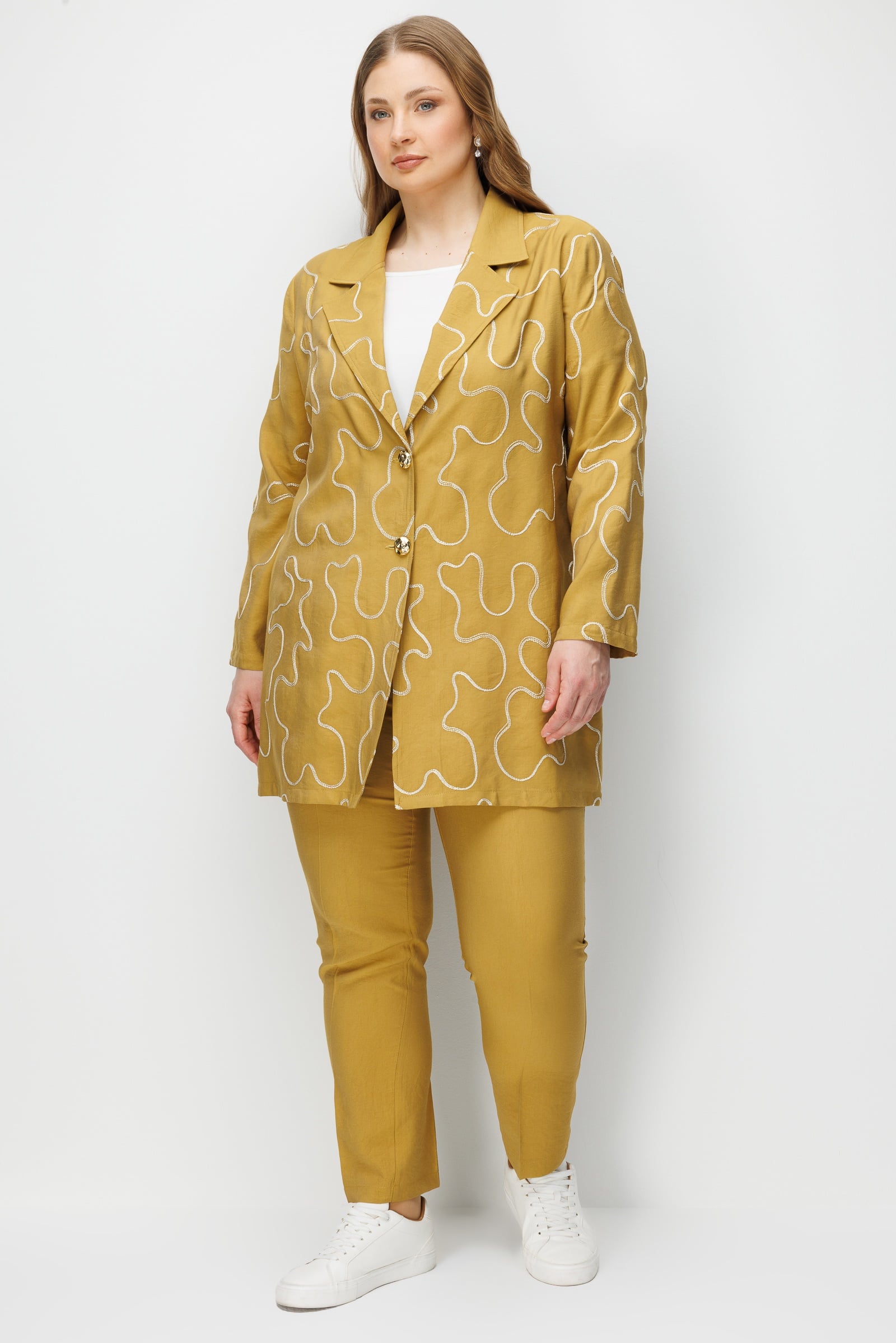 Modailgi  Mono Yaka İki Düğmeli Nakışlı Tunik Asit