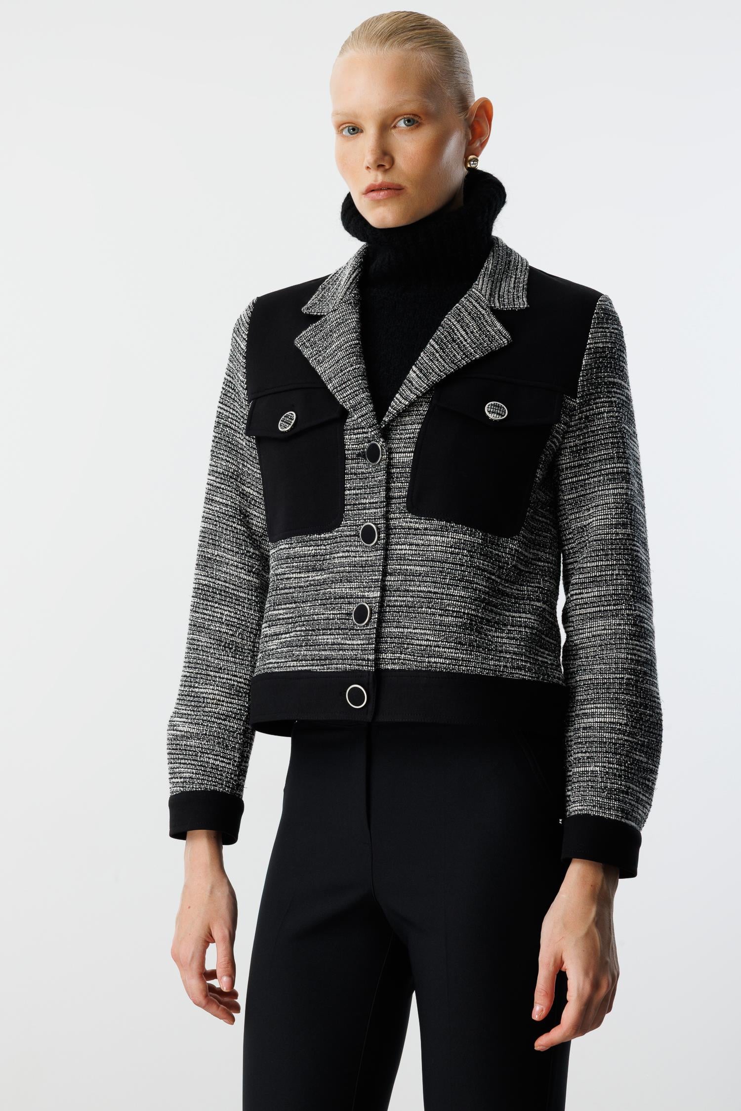 Modailgi  Mono Yaka Kısa Astarsız Örme Ceket Gri