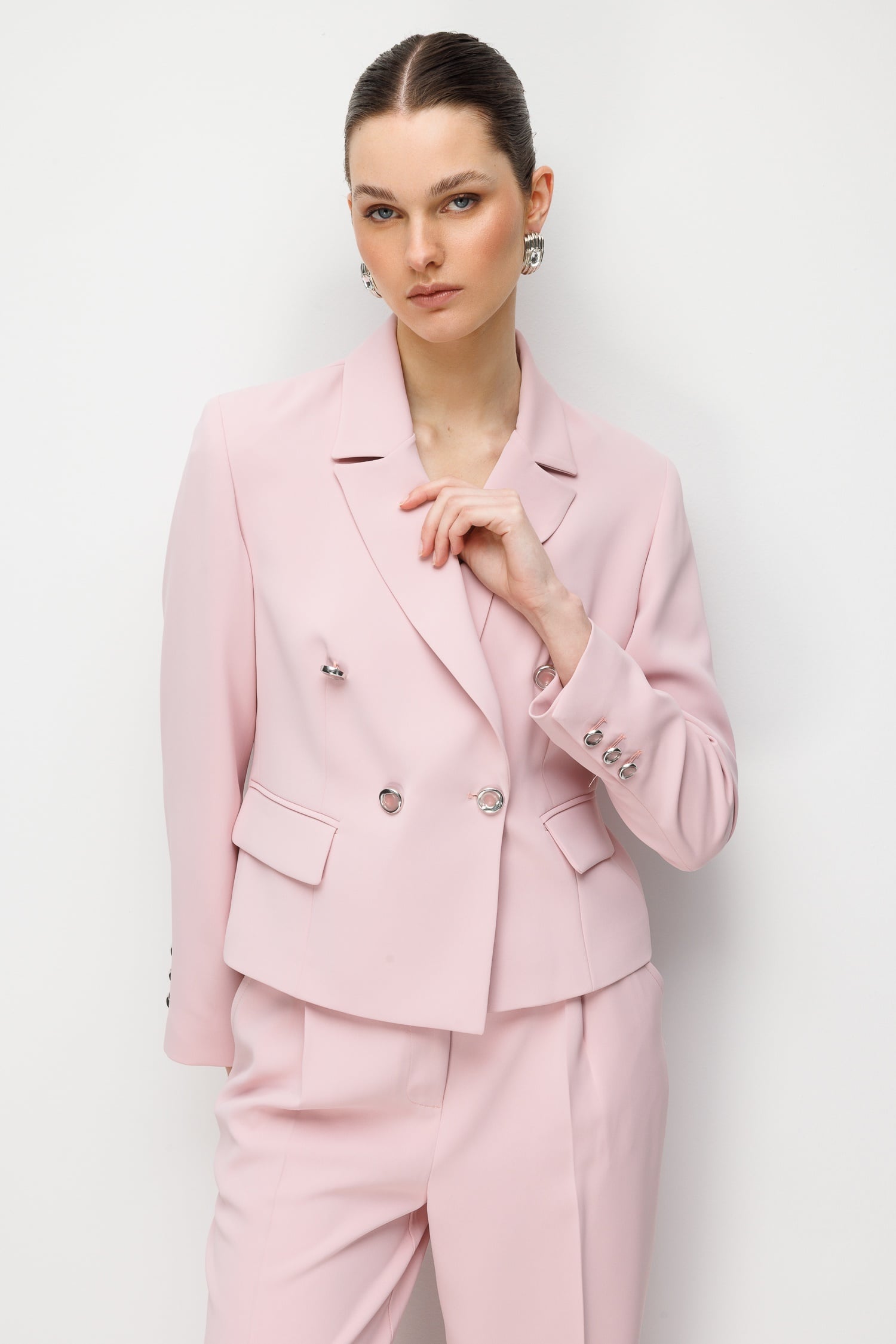 Modailgi  Mono Yaka Kruvaze Ceket - 40050 Pembe