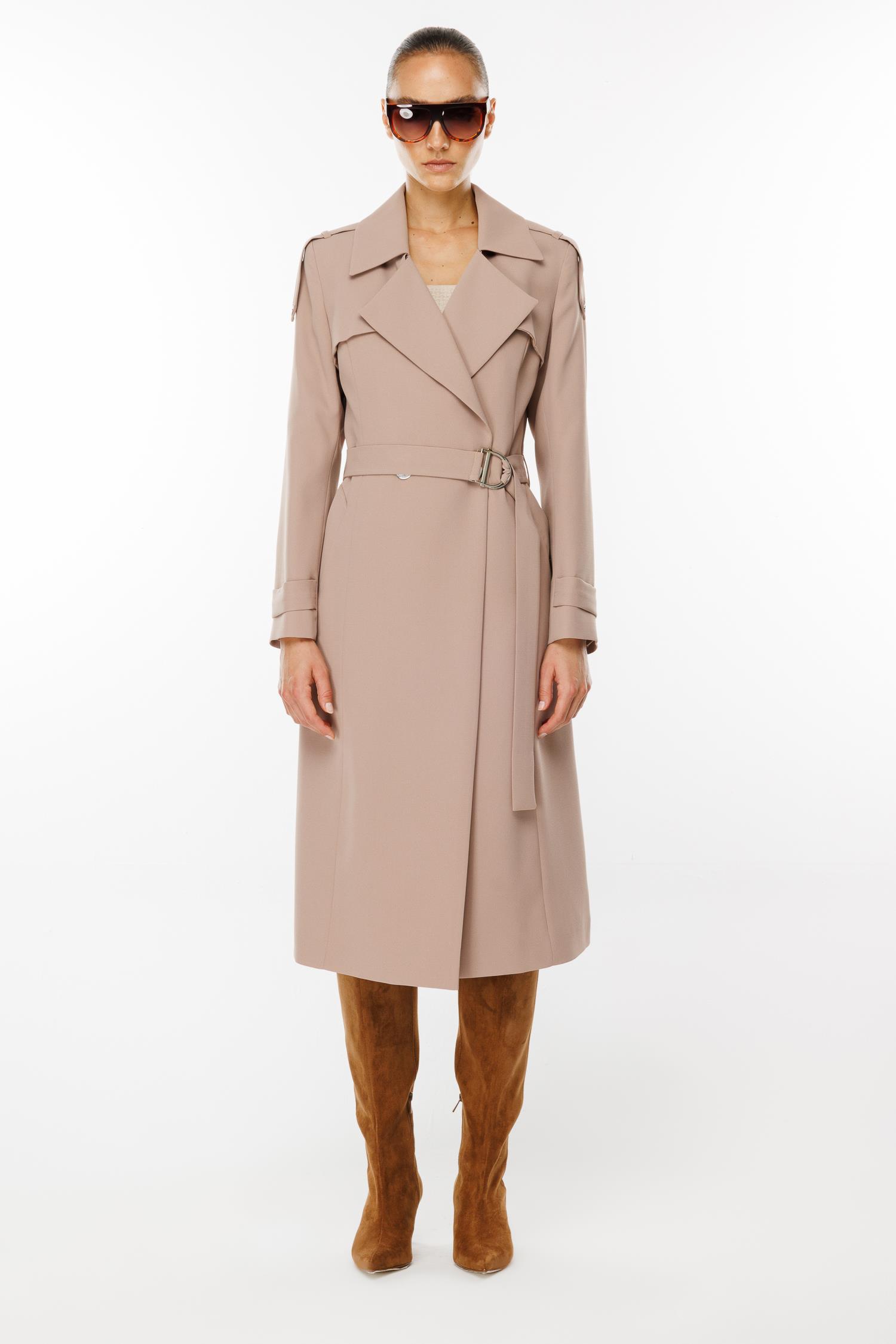 Modailgi  Omuzları Apoletli Trenç Vizon