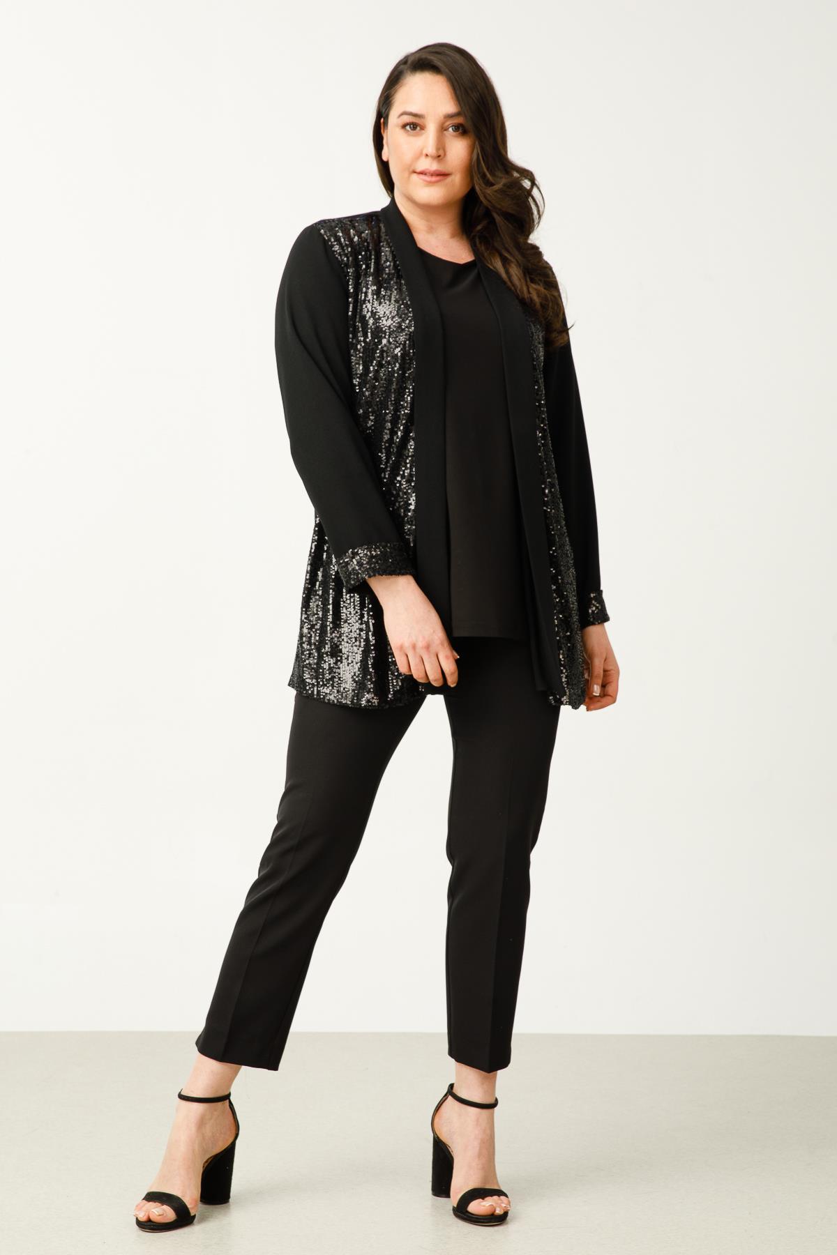 Modailgi  Payet Detaylı İkili Tunik Siyah