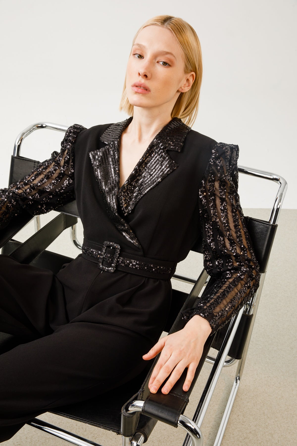 Modailgi  Payet Detaylı Tulum Siyah