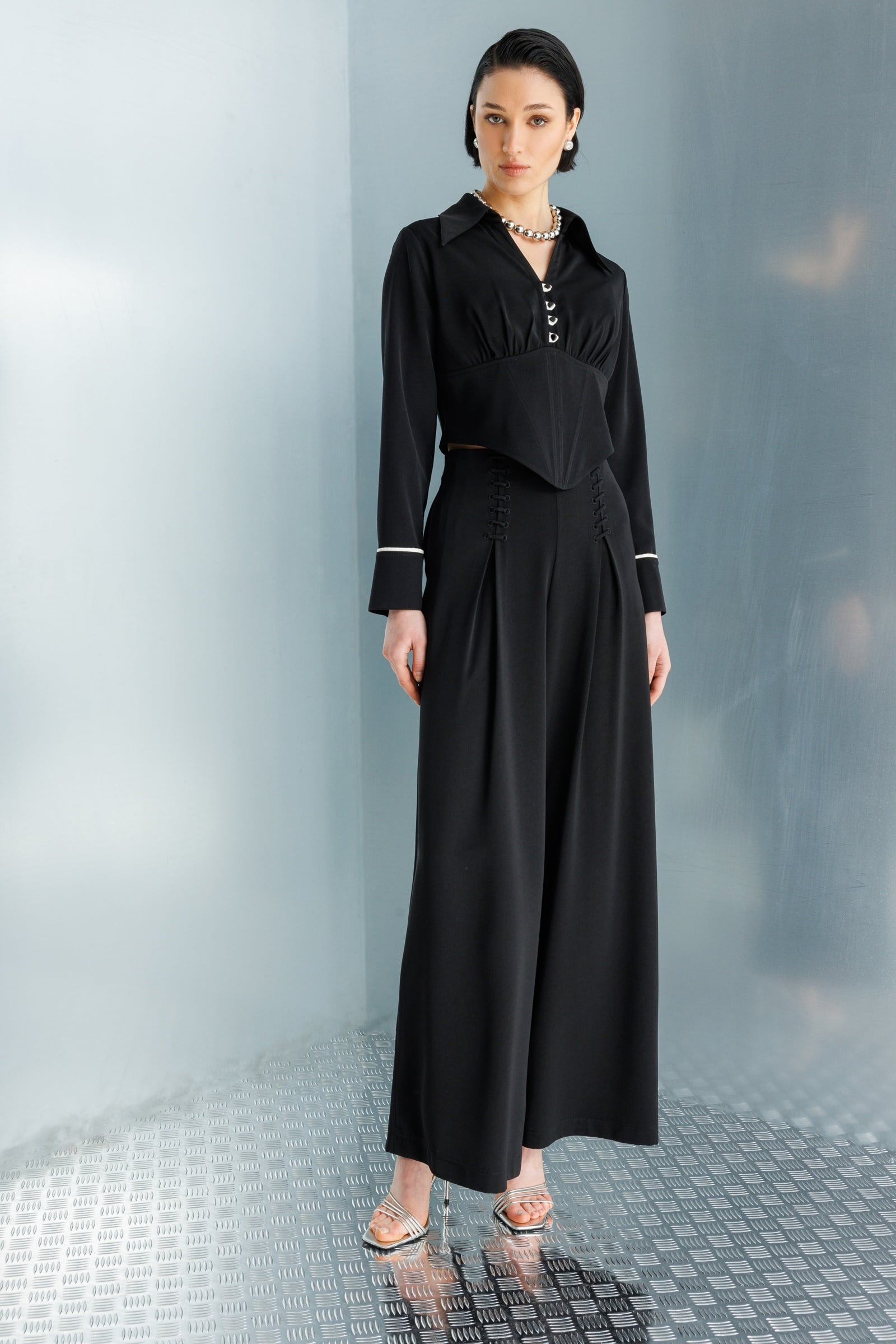 Modailgi Pile Üzeri Şeritli Geniş Paça Pantolon - 10103