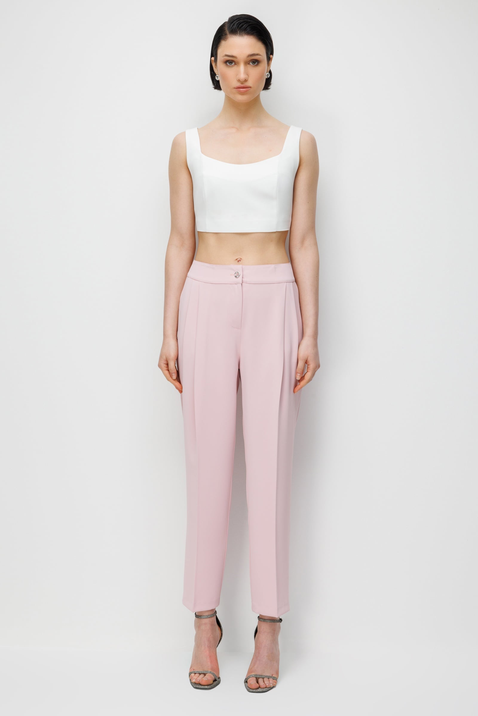 Modailgi  Pileli Yan Cep Dokuma Pantolon - 70051 Pembe