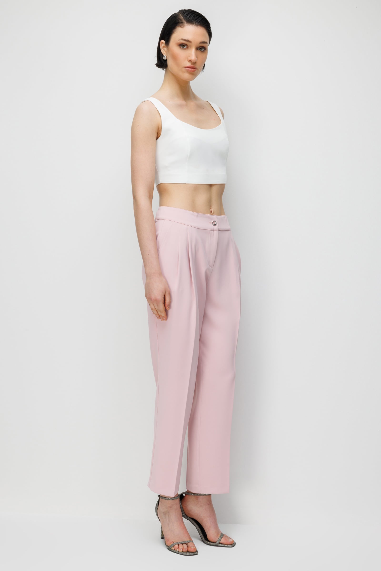 Modailgi  Pileli Yan Cep Dokuma Pantolon - 70051 Pembe