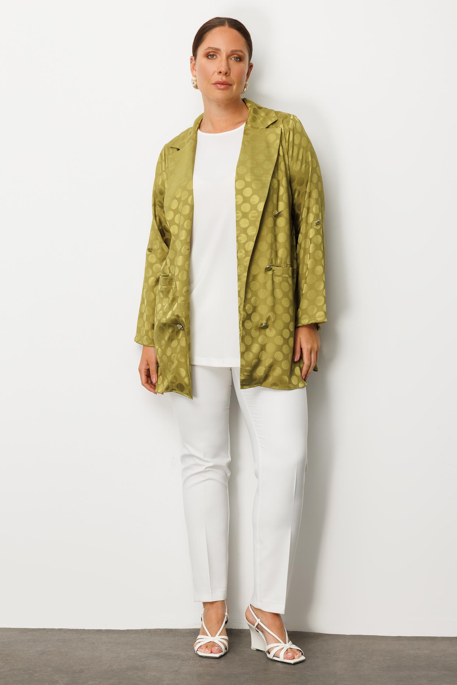 Modailgi  Puan Jakarlı Beli Büzgülü İkili Takım Olive