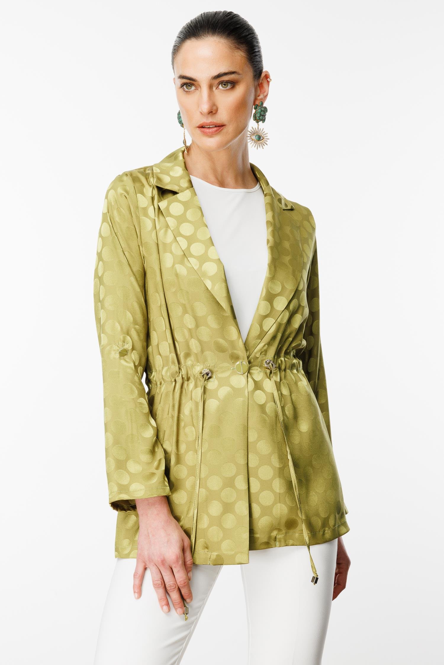 Modailgi  Puan Jakarlı Beli Büzgülü İkili Takım Olive