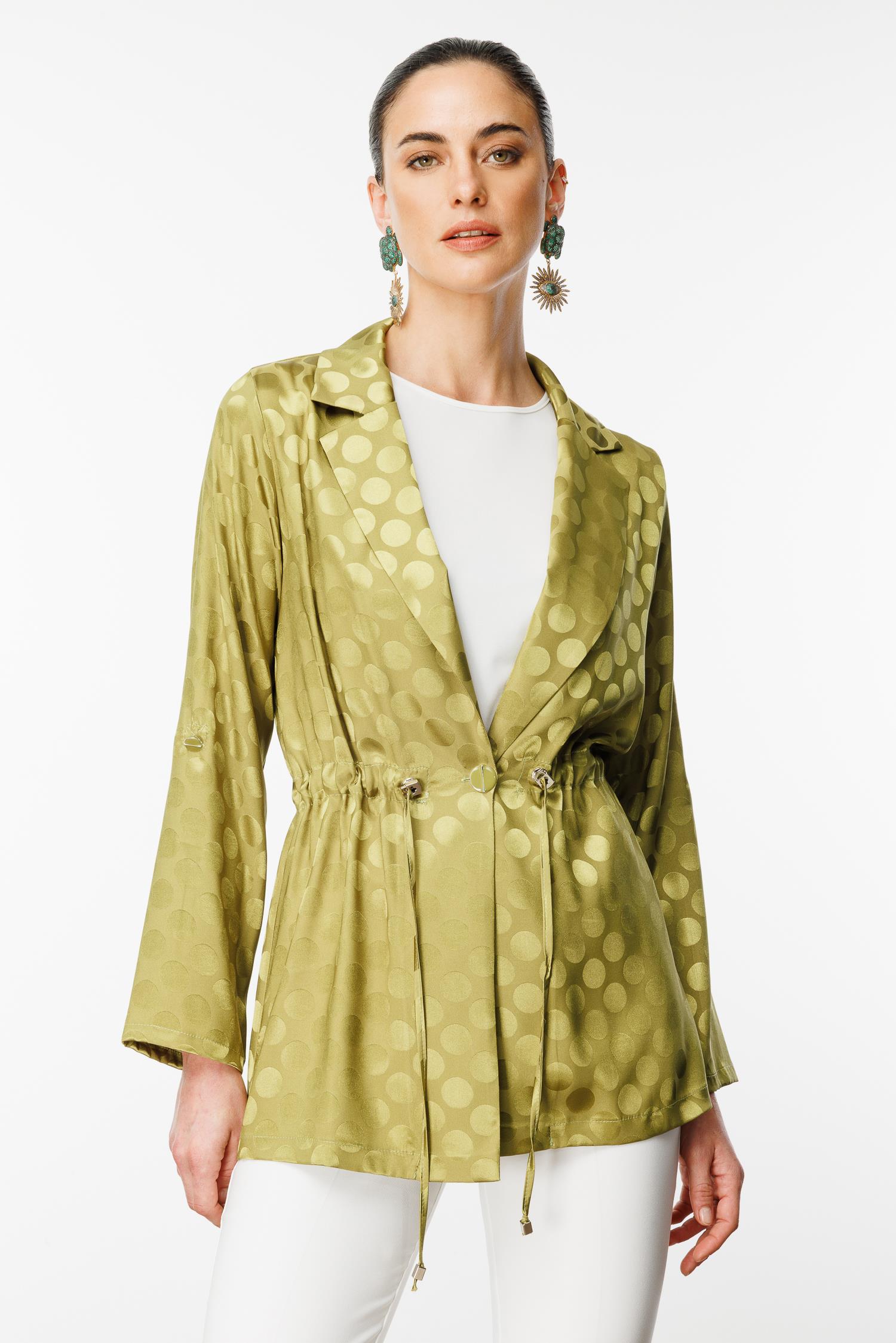 Modailgi  Puan Jakarlı Beli Büzgülü İkili Takım Olive