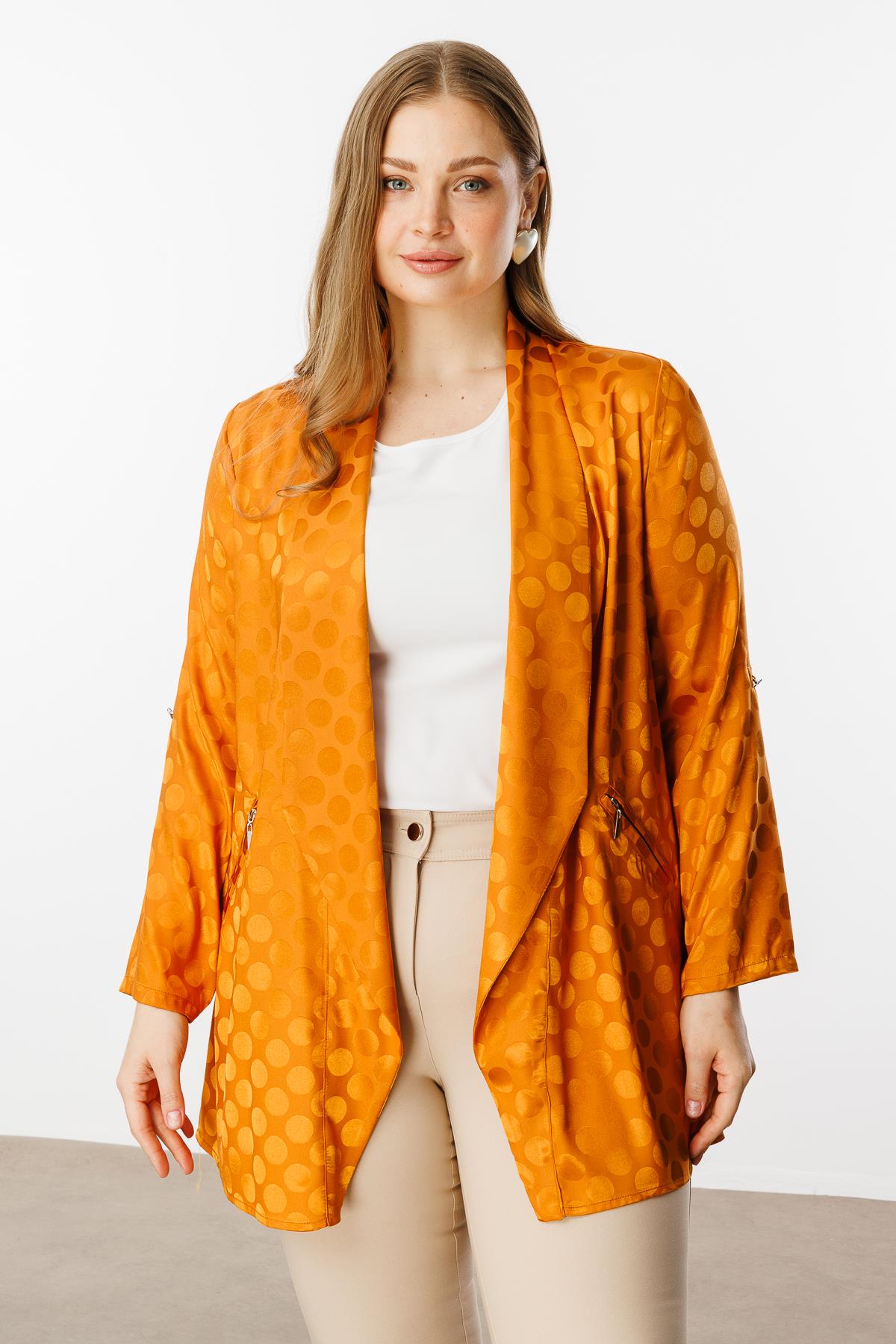 Modailgi  Puan Jakarlı Şal Yaka İkili Takım Orange