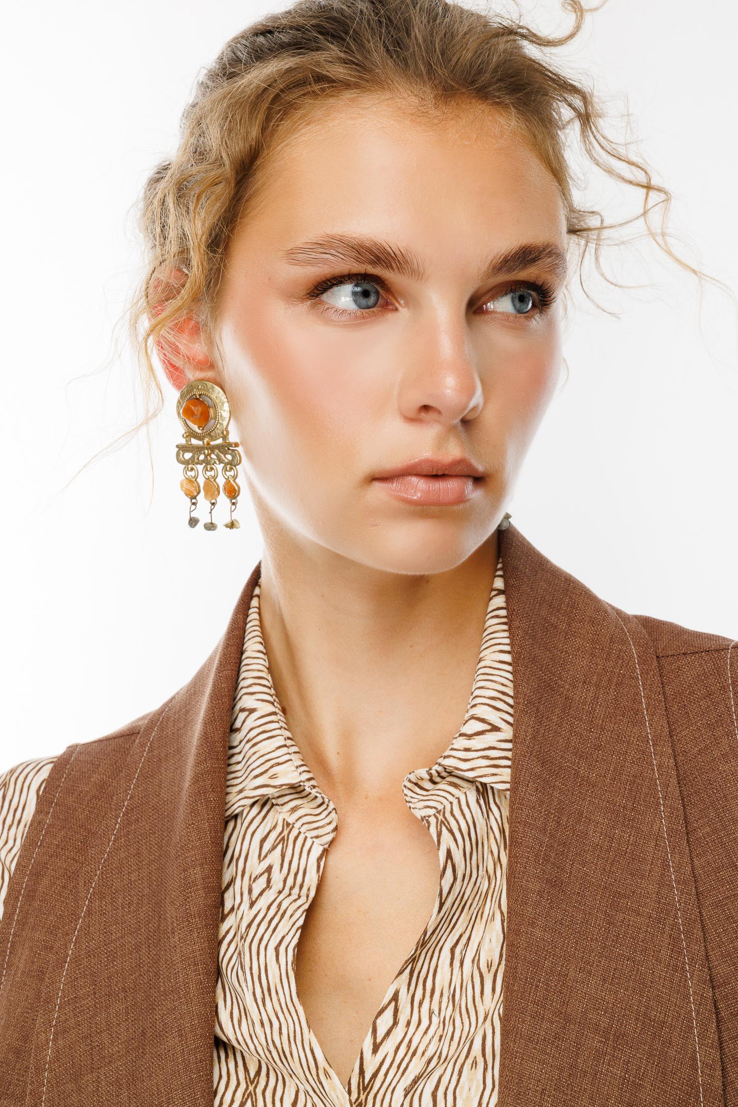 Modailgi  Şal Yaka Detaylı Formlu Kısa Yelek Kahve