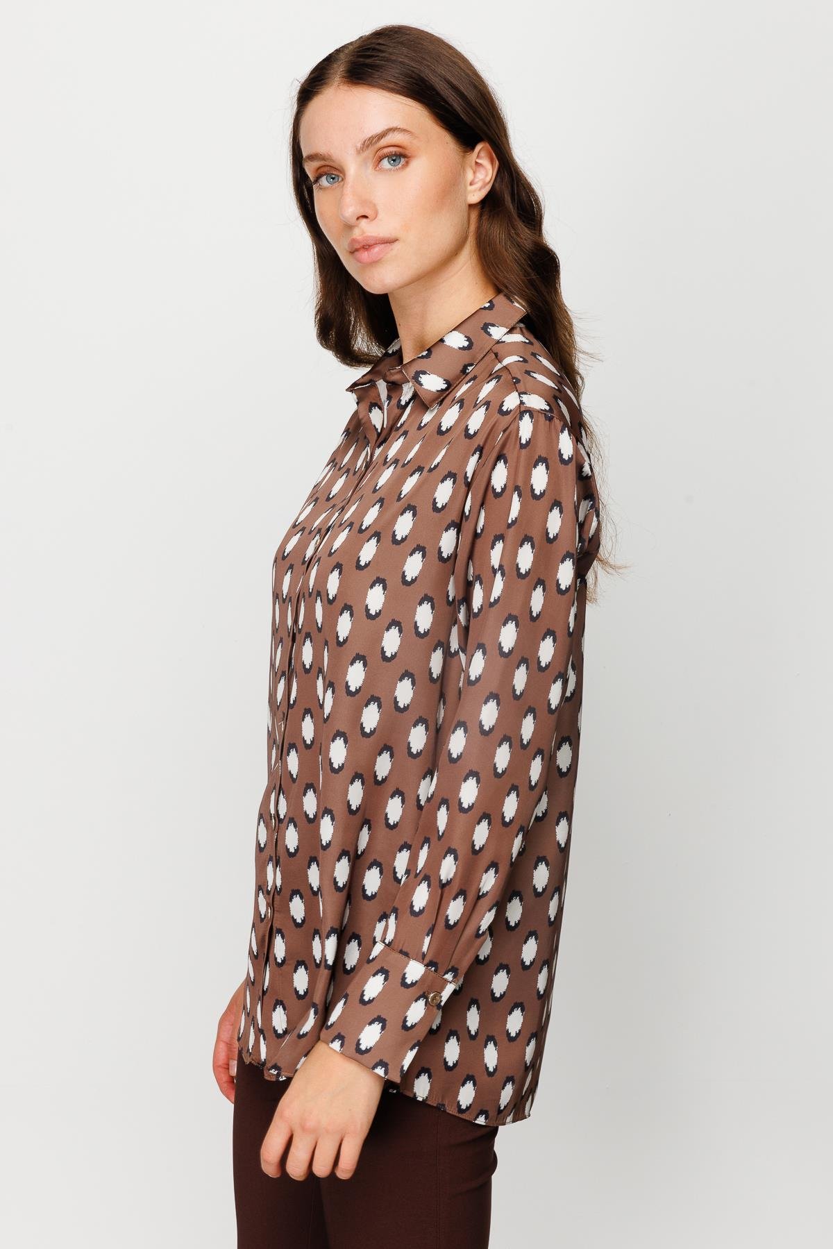 Modailgi  Salaş Emprime Gömlek Kahve