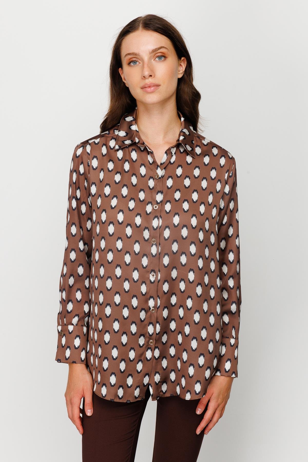 Modailgi  Salaş Emprime Gömlek Kahve