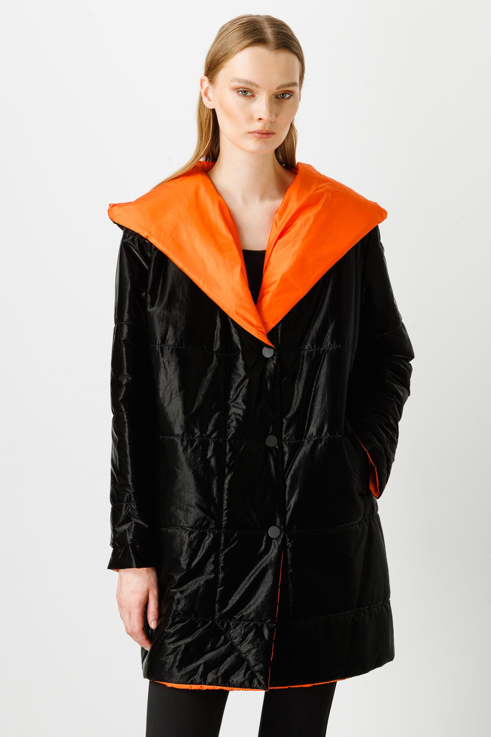 Modailgi  İç Astarı Renkli Kapitone Şişme Kaban Orange