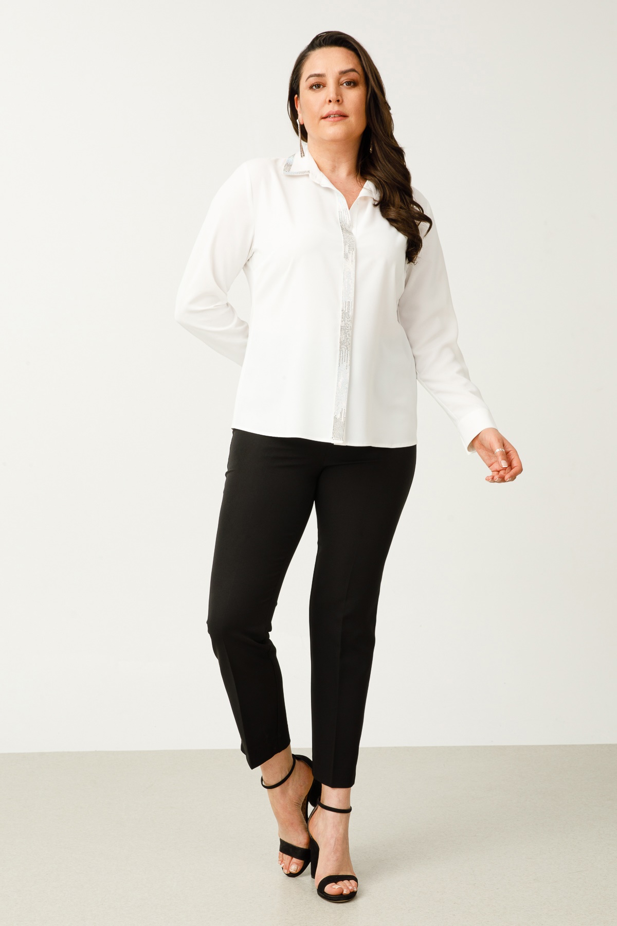 Modailgi  Taş Detaylı Gömlek Ekru