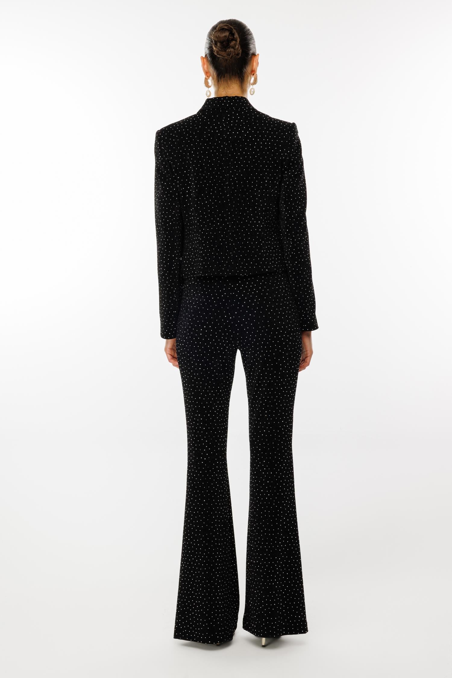 Modailgi  Taşlı Örme Crop Ceket Siyah