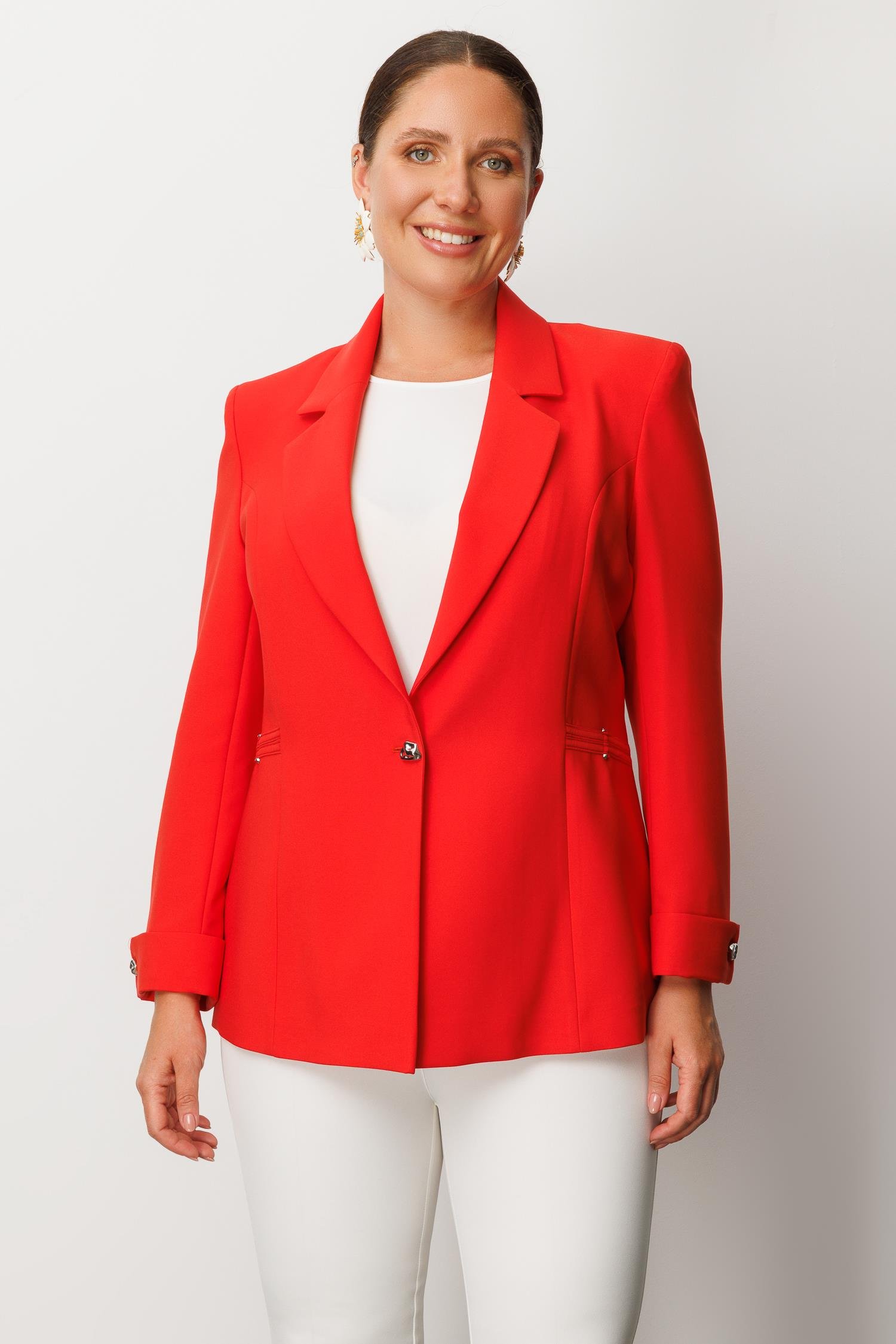 Modailgi  Tek Düğme Ceket Mercan