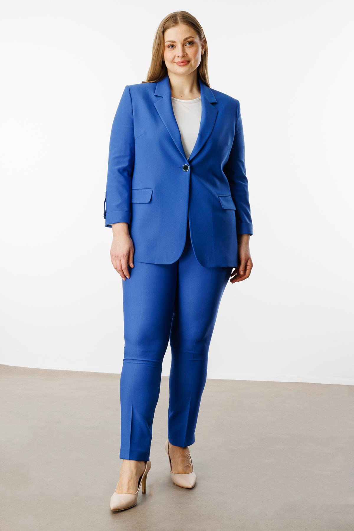 Modailgi  Tek Düğme Cep Kapaklı Ceket Mavi