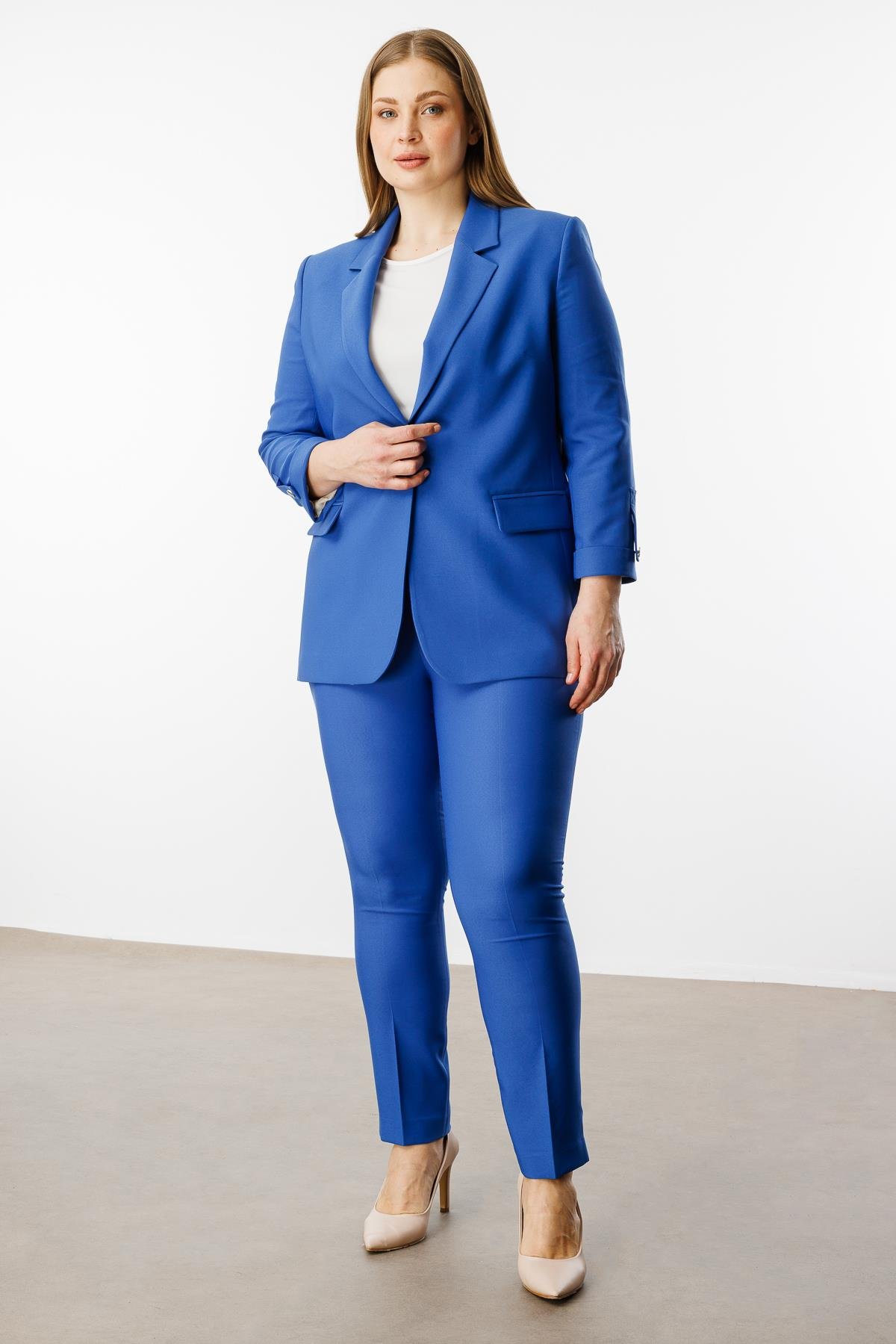 Modailgi  Tek Düğme Cep Kapaklı Ceket Mavi