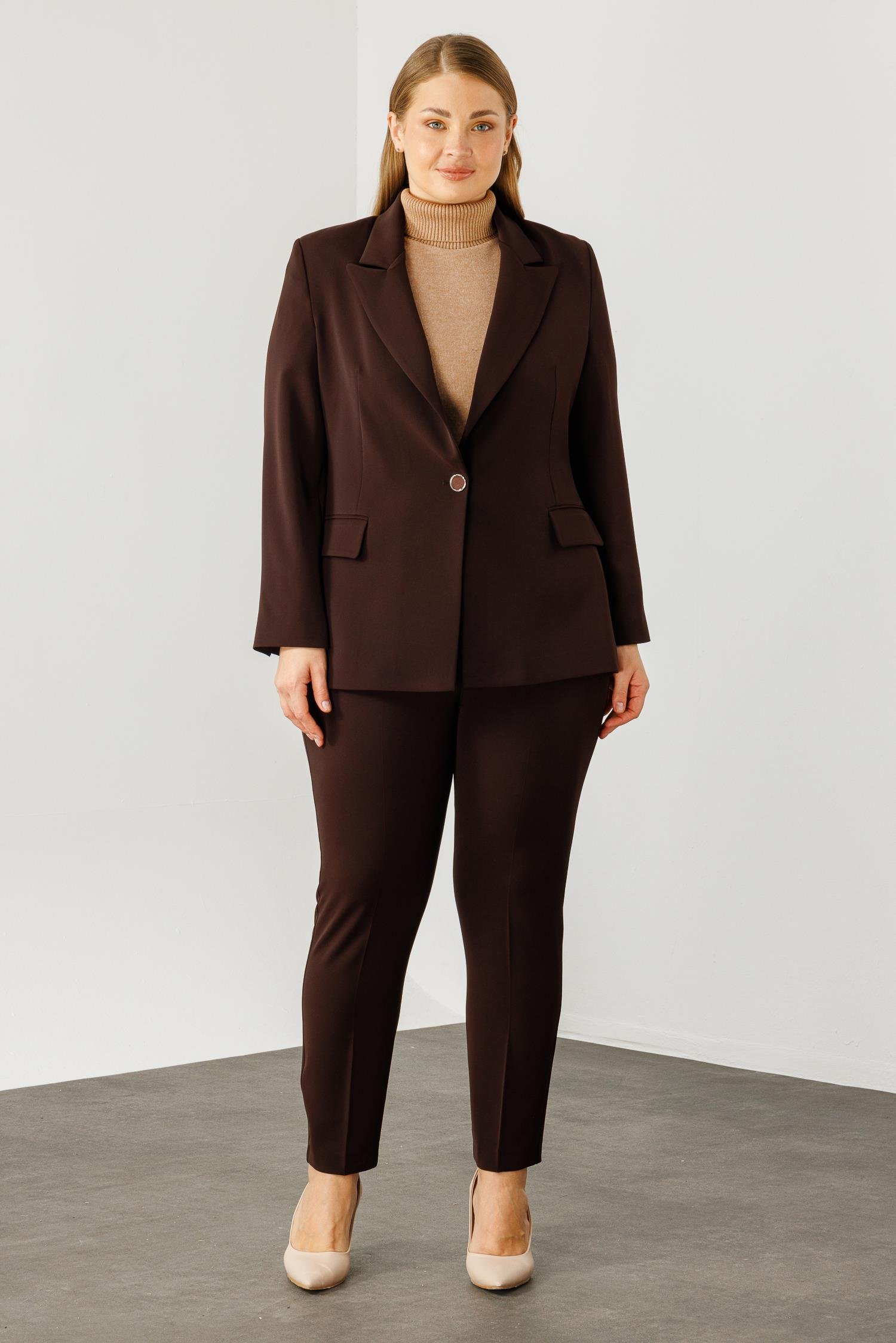 Modailgi  Tek Düğmeli Klasik Ceket Kahve