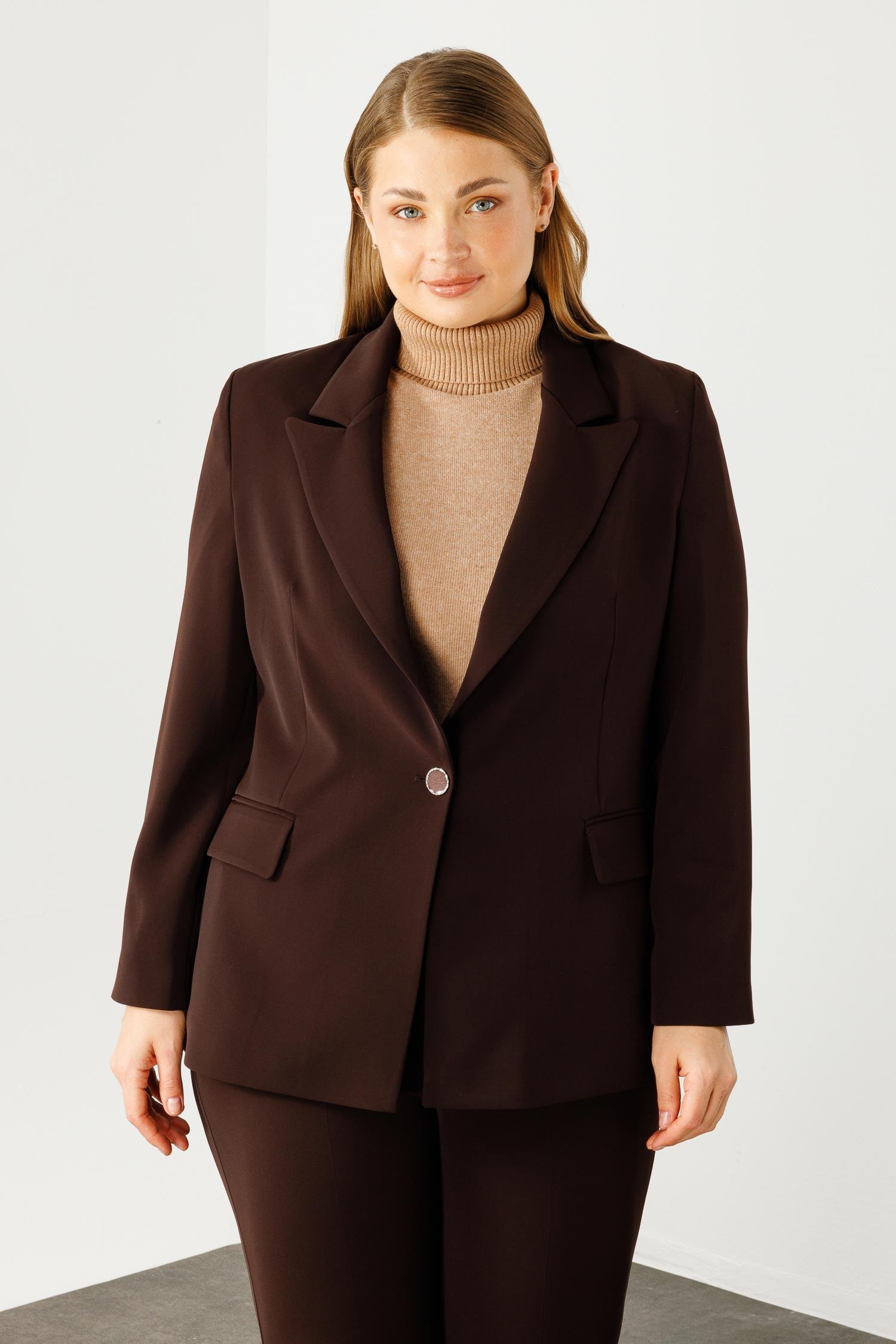 Modailgi  Tek Düğmeli Klasik Ceket Kahve