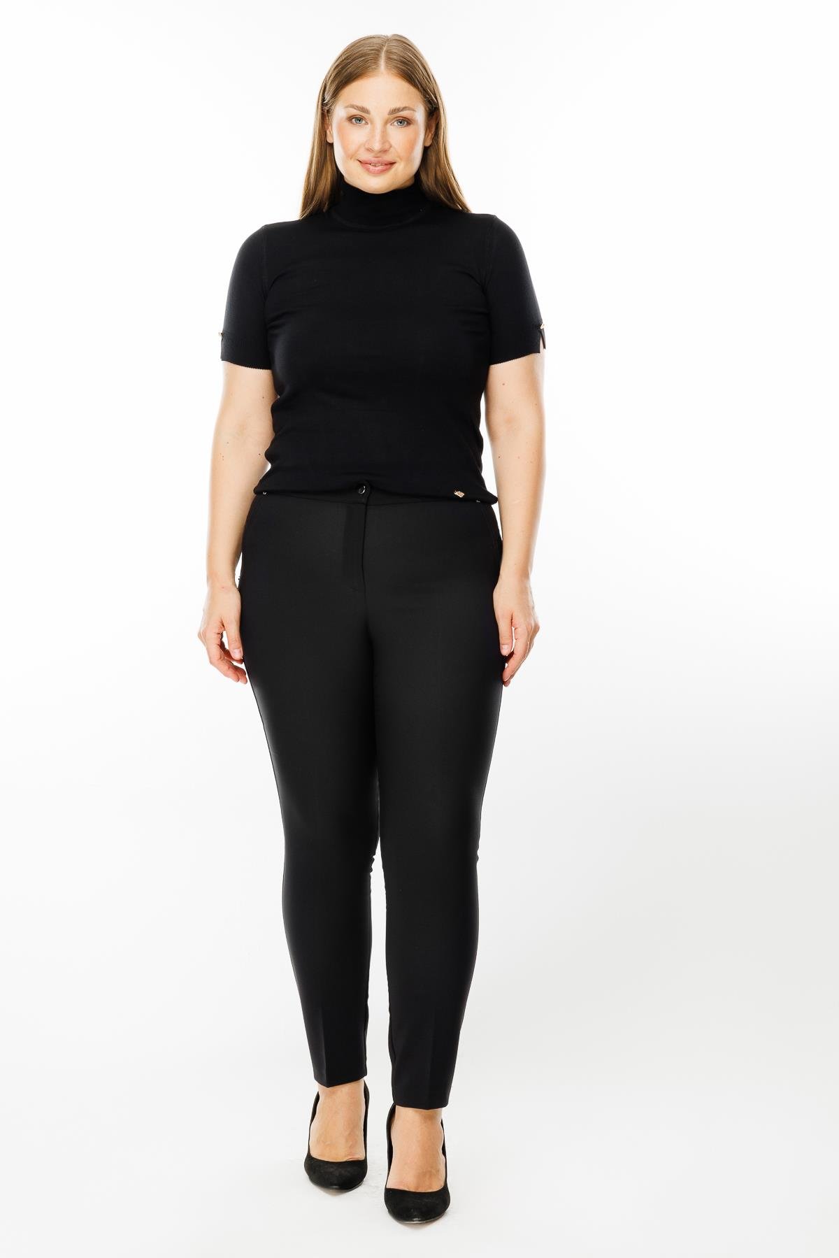 Modailgi  Yan Cep Dar Paça Pantolon Siyah