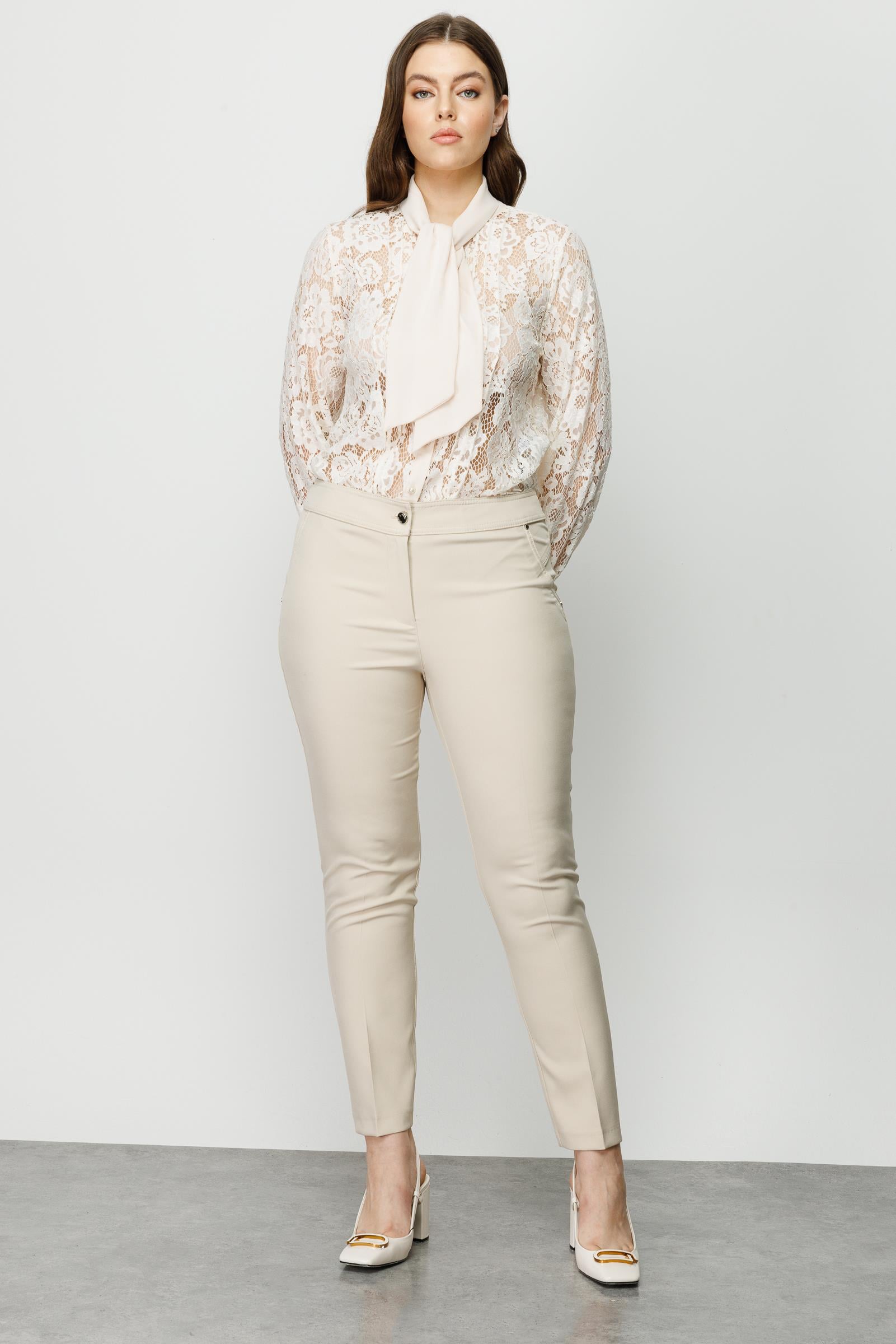 Modailgi  Yan Cep Dar Paça Pantolon Taş