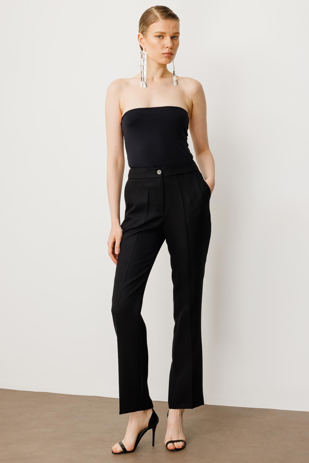 Modailgi  Yandan Cepli Klasik Pantolon - 7517 Siyah