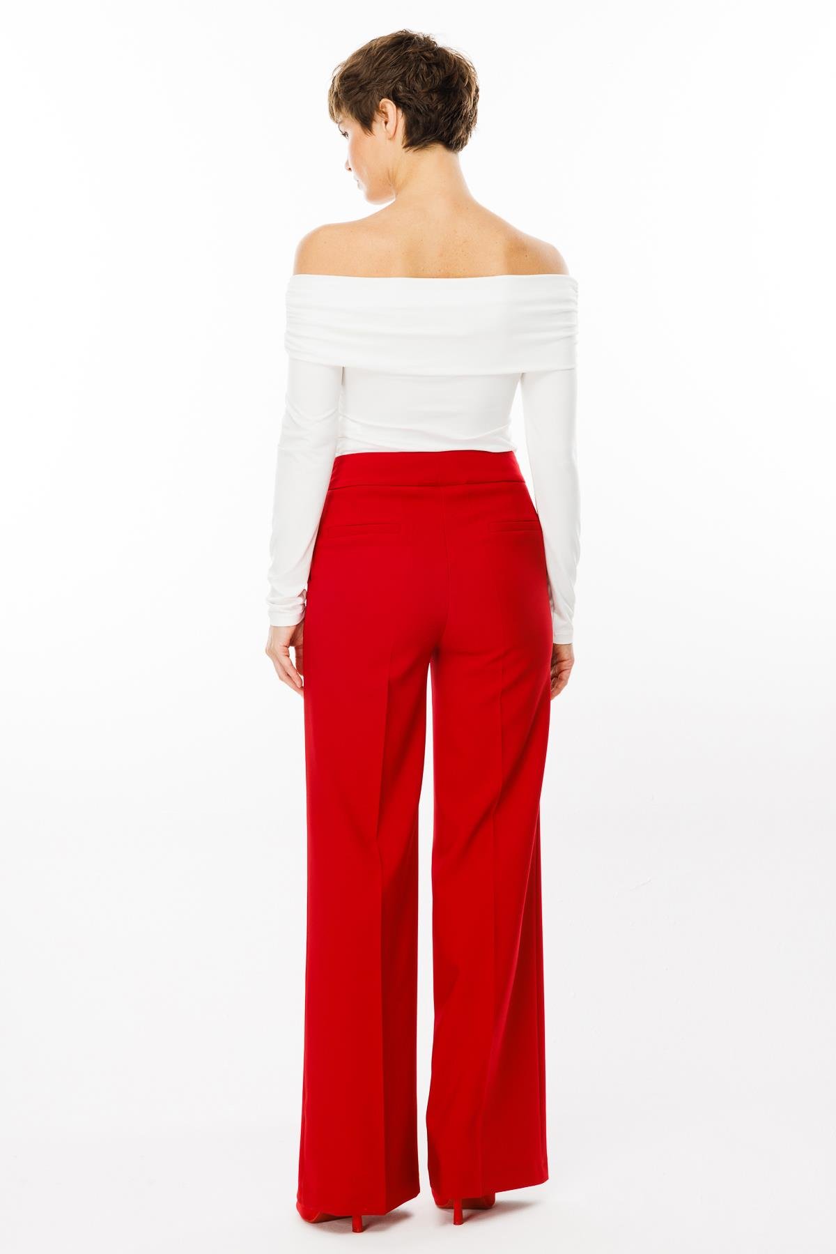 Modailgi  Yandan Cepli Palazzo Pantolon - 7055 Kırmızı