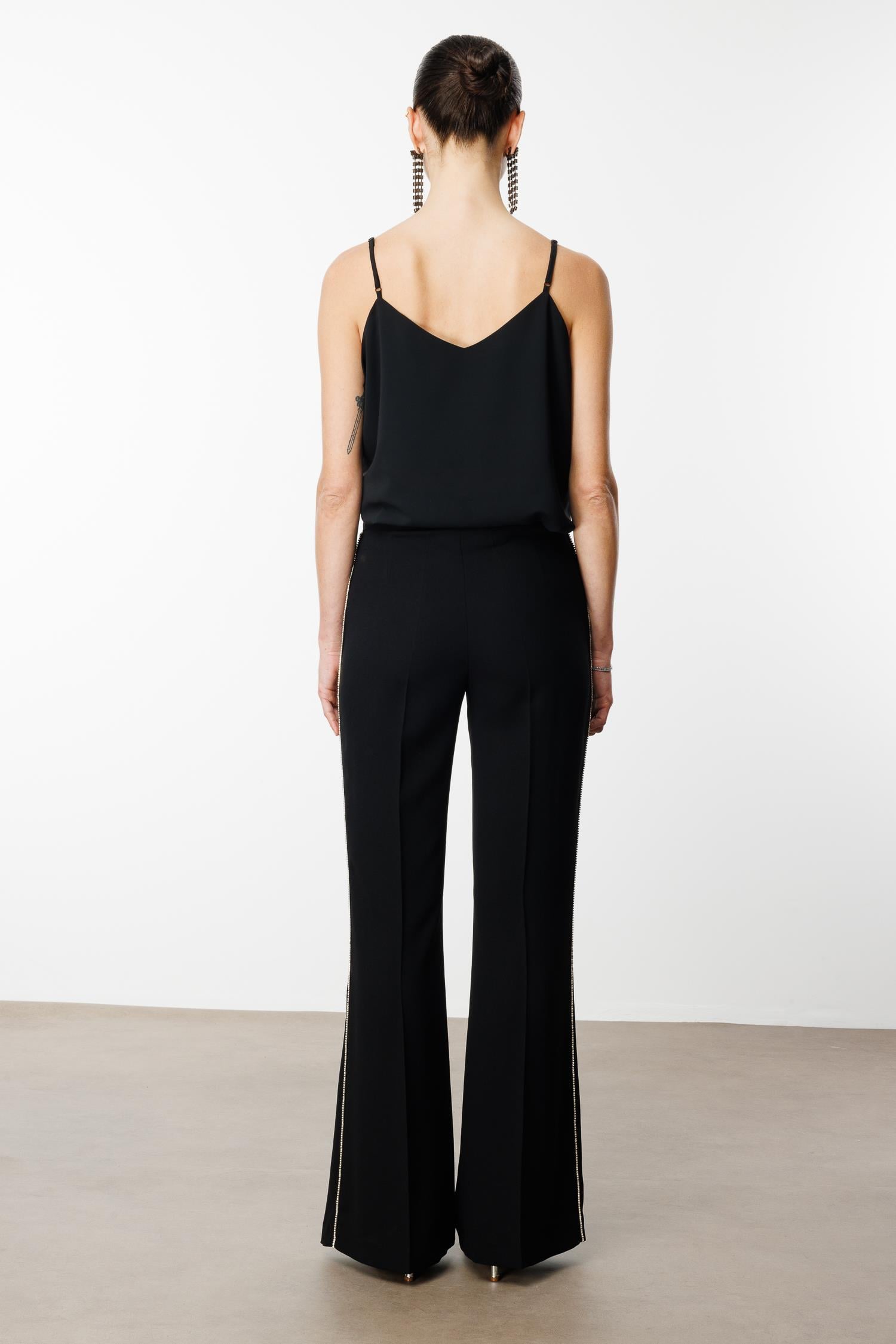 Modailgi  Yanı Şerit Taş Aksesuarlı Pantolon - 70026,70027 Siyah