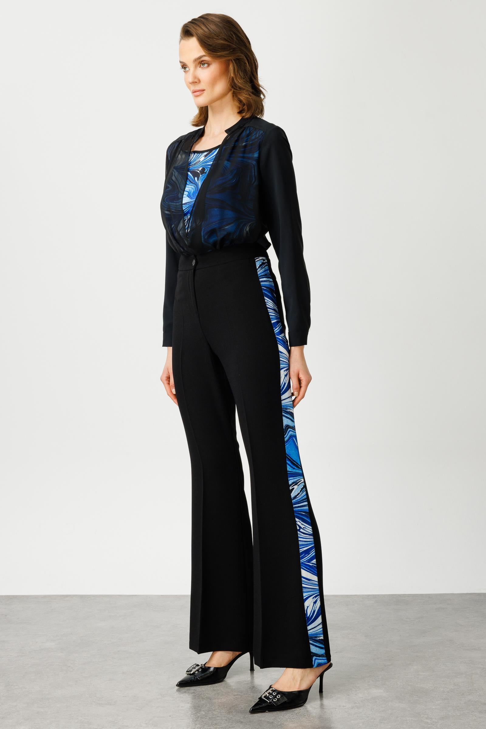 Modailgi  Yanları Desen Şeritli Pantolon - 7560 Saks
