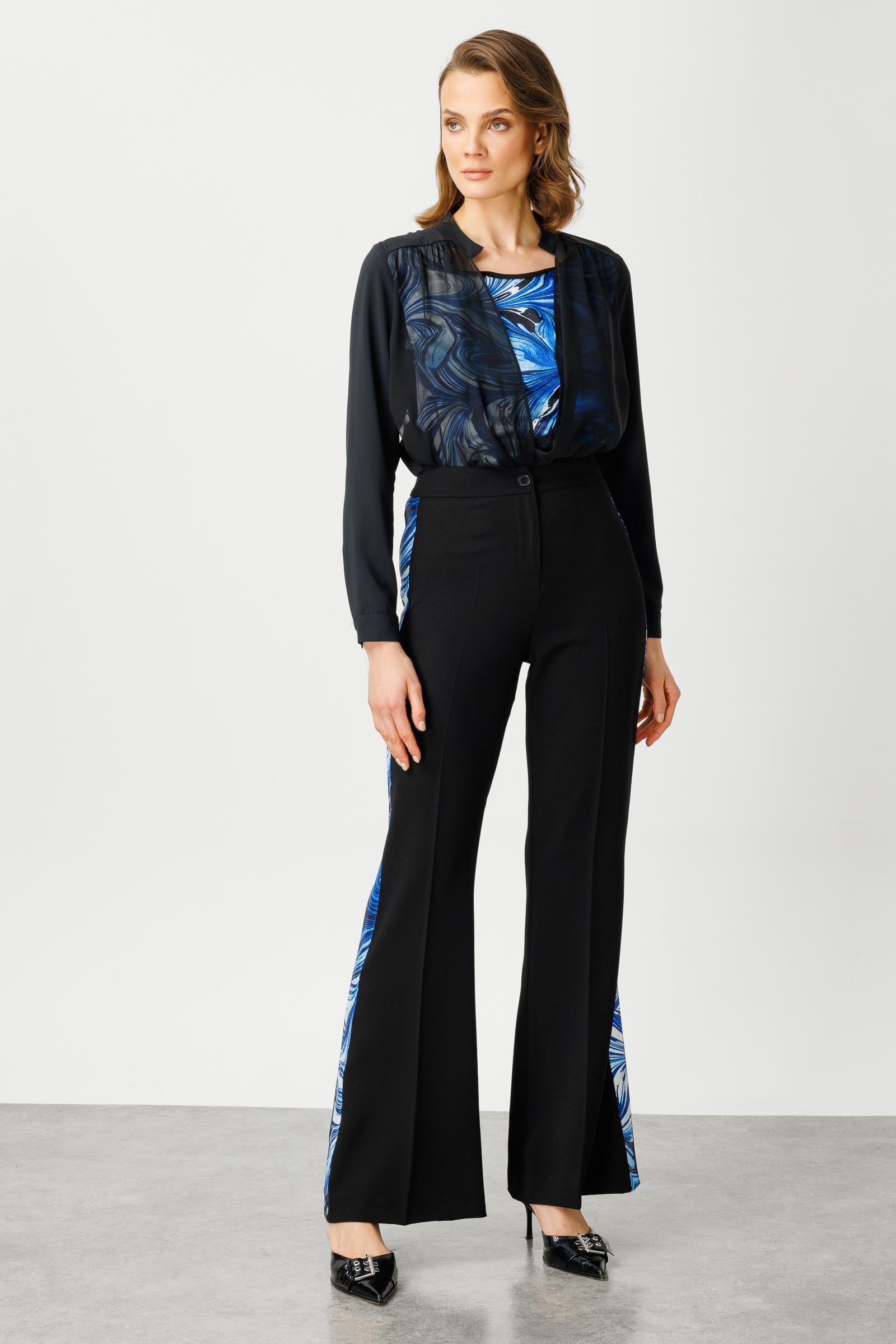 Modailgi  Yanları Desen Şeritli Pantolon - 7560 Saks