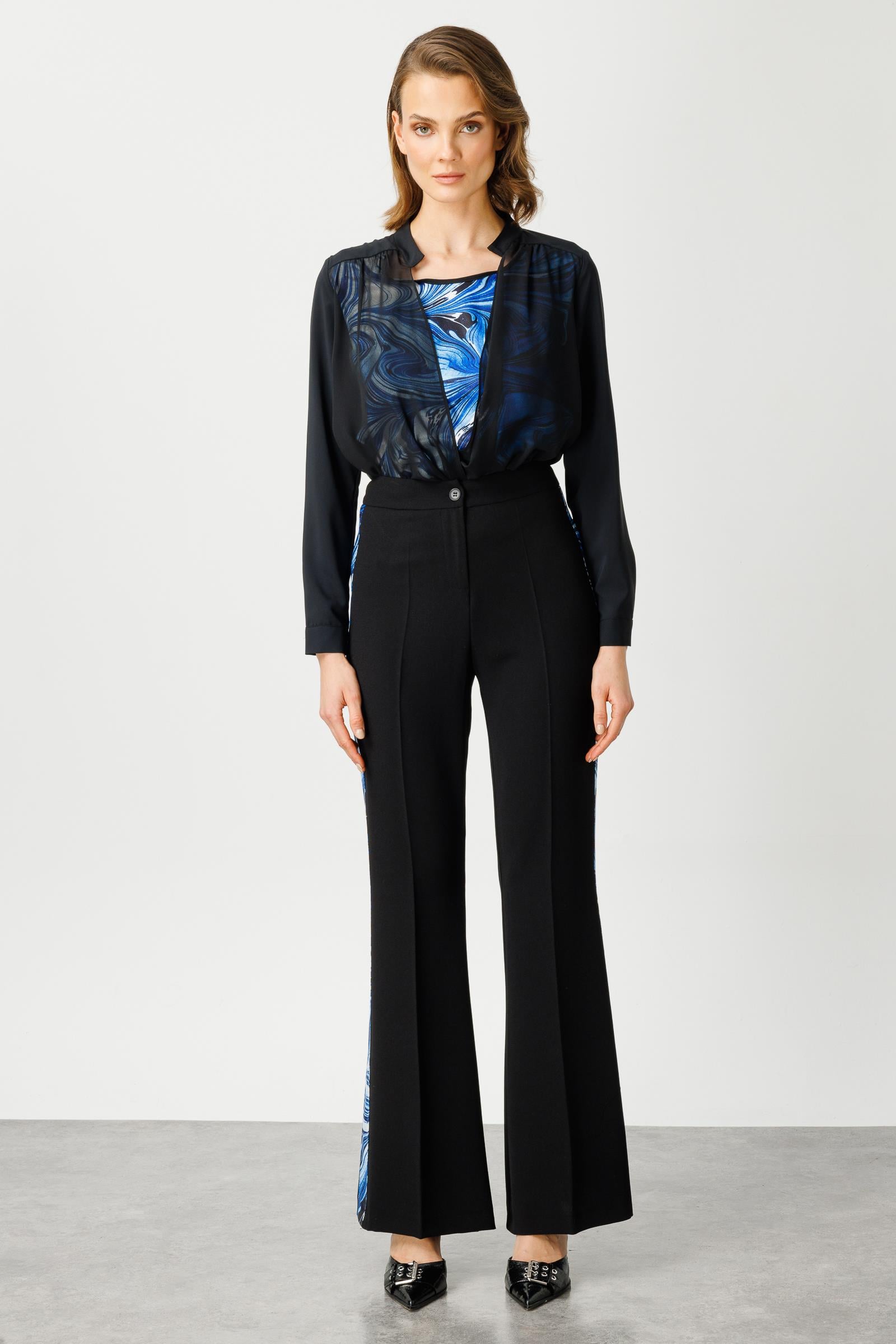 Modailgi  Yanları Desen Şeritli Pantolon - 7560 Saks