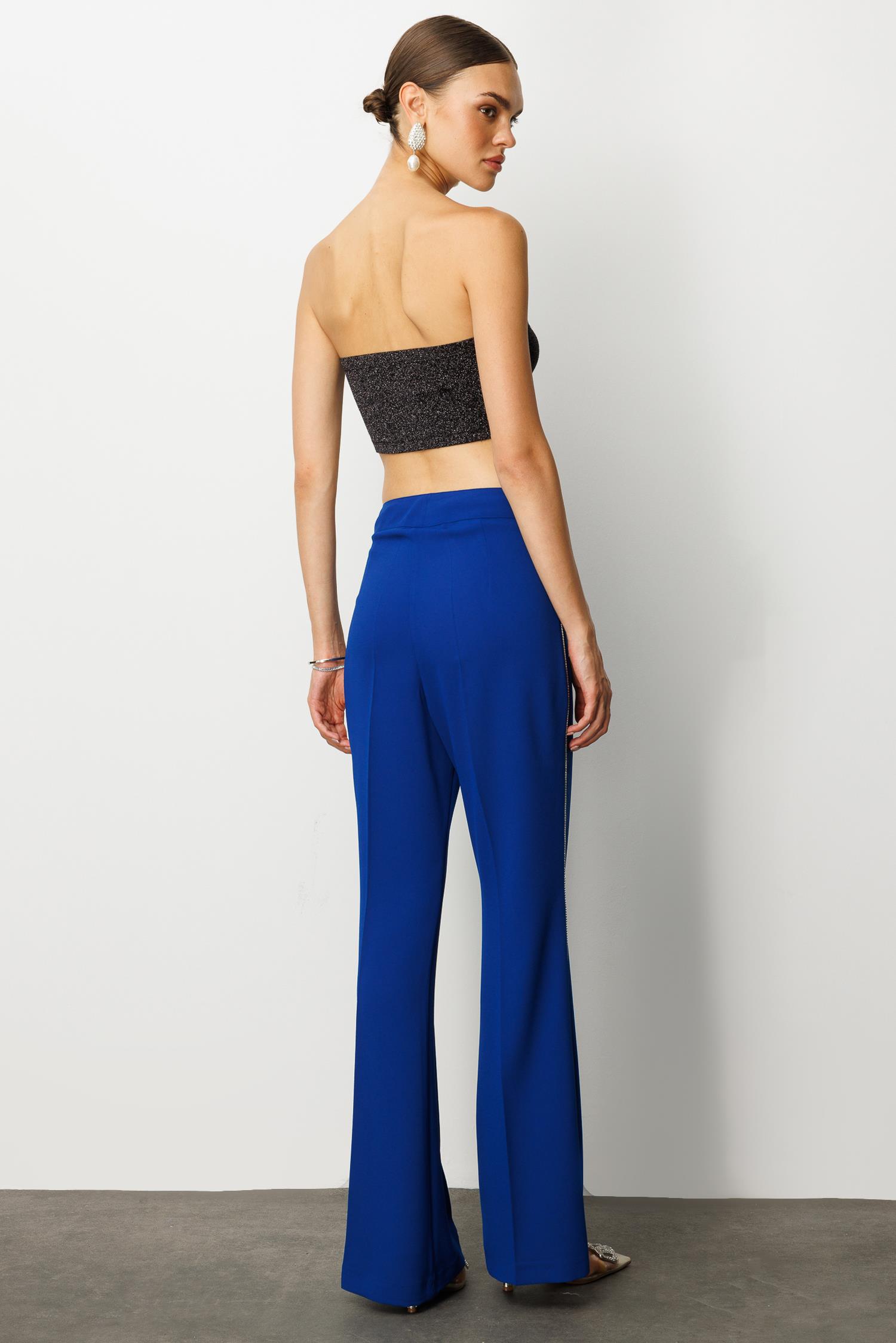 Modailgi  Yanları Şerit Swaroski Pantolon - 75008 Saks