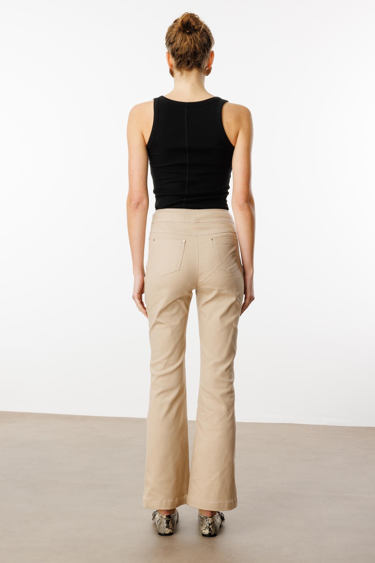 Modailgi  Yüksek Bel İspanyol Paça Spor Dikişli Pantolon - 75201 Taş