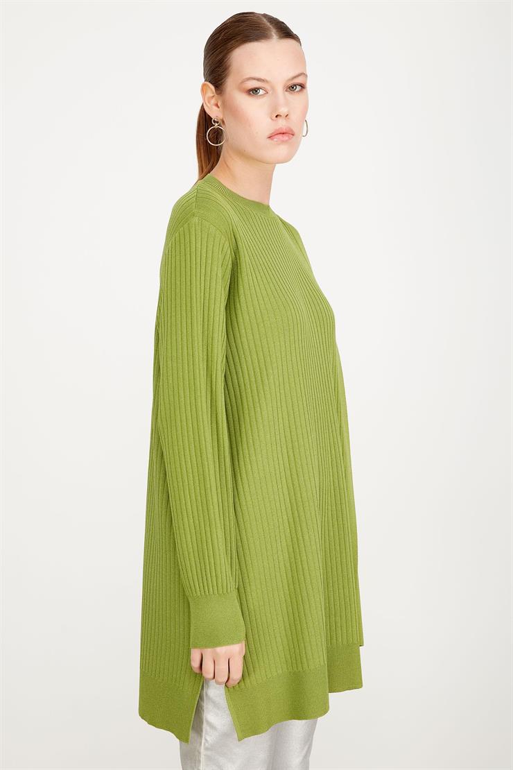 ASİMETRİK DETAYLI RAYON TUNİK YEŞİL