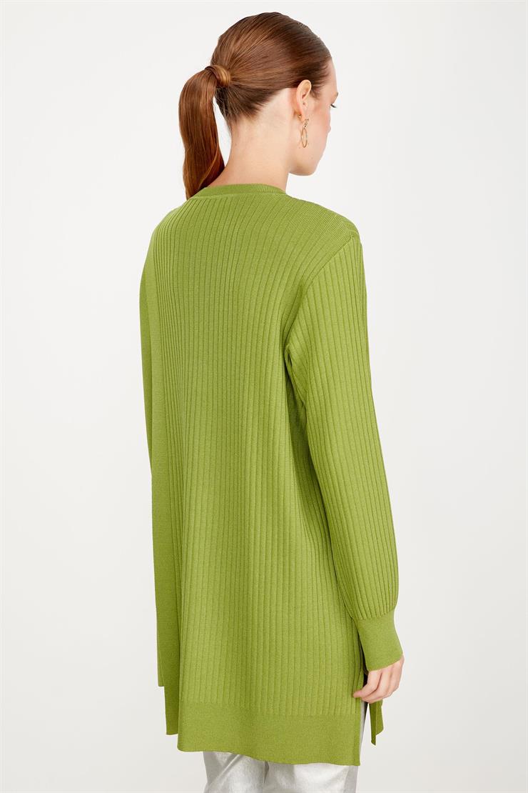 ASİMETRİK DETAYLI RAYON TUNİK YEŞİL