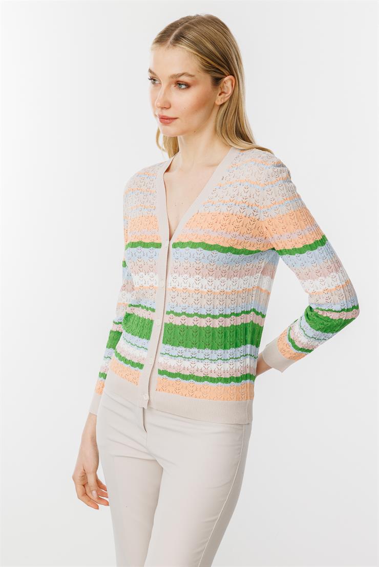 Ajırlu Triko Hırka-Vizon