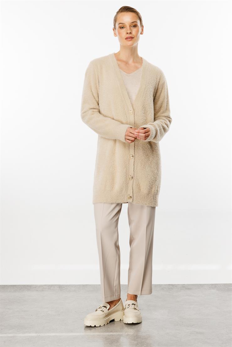 Angored V Yaka Tirko Hırka-BEJ