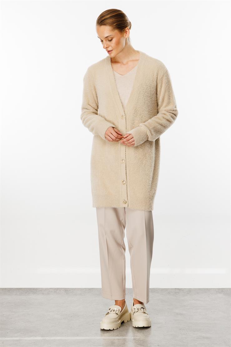 Angored V Yaka Tirko Hırka-BEJ