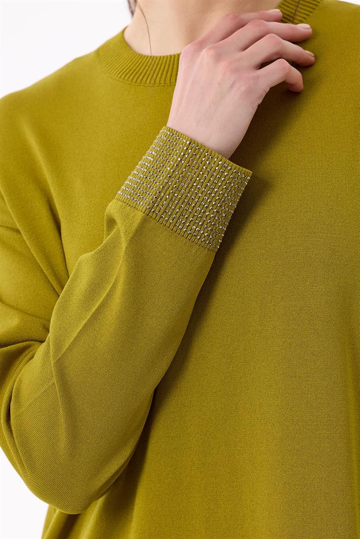 Arkadan Öne Dönen Taş Baskılı Rayon Tunik ASİT