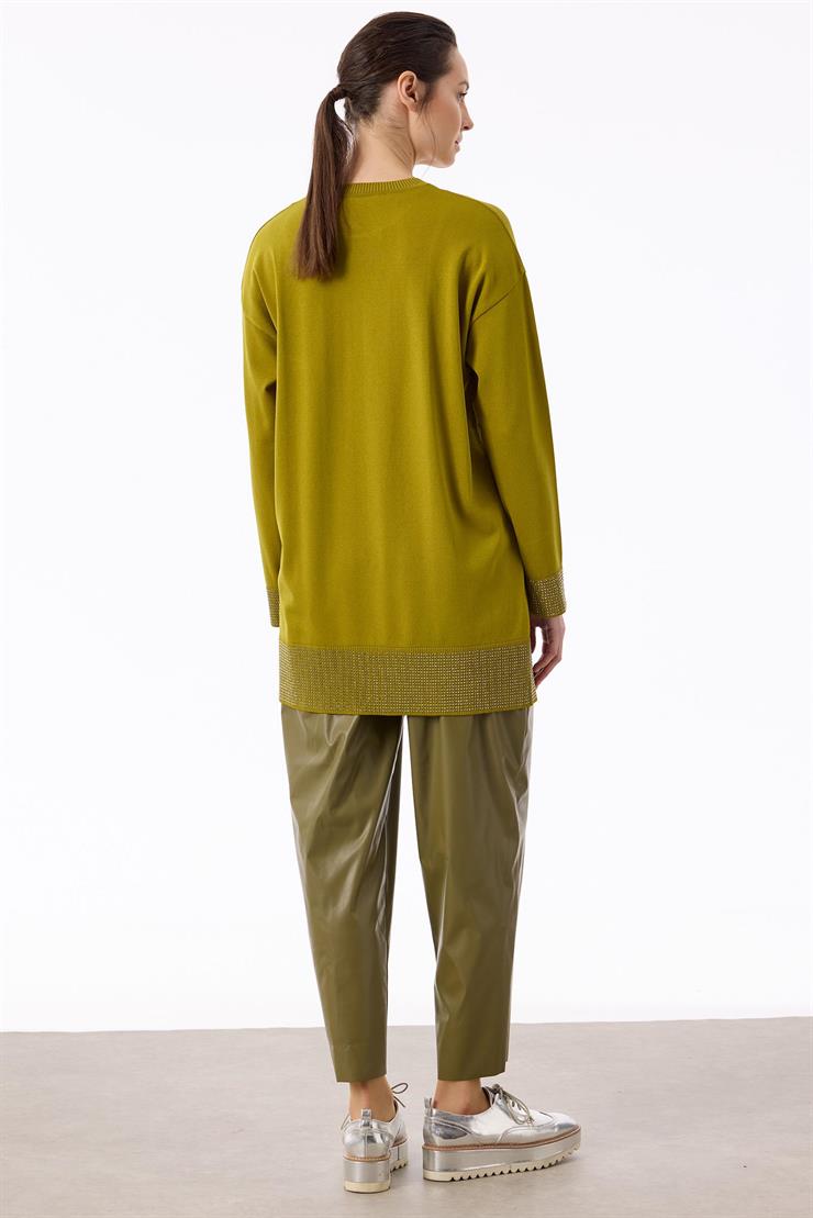 Arkadan Öne Dönen Taş Baskılı Rayon Tunik ASİT