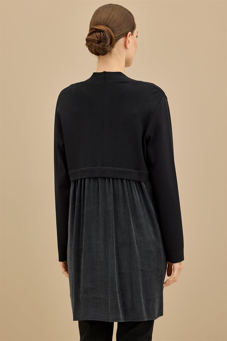 Arkası Kupra Kumaşlı Rayon Hırka SİYAH